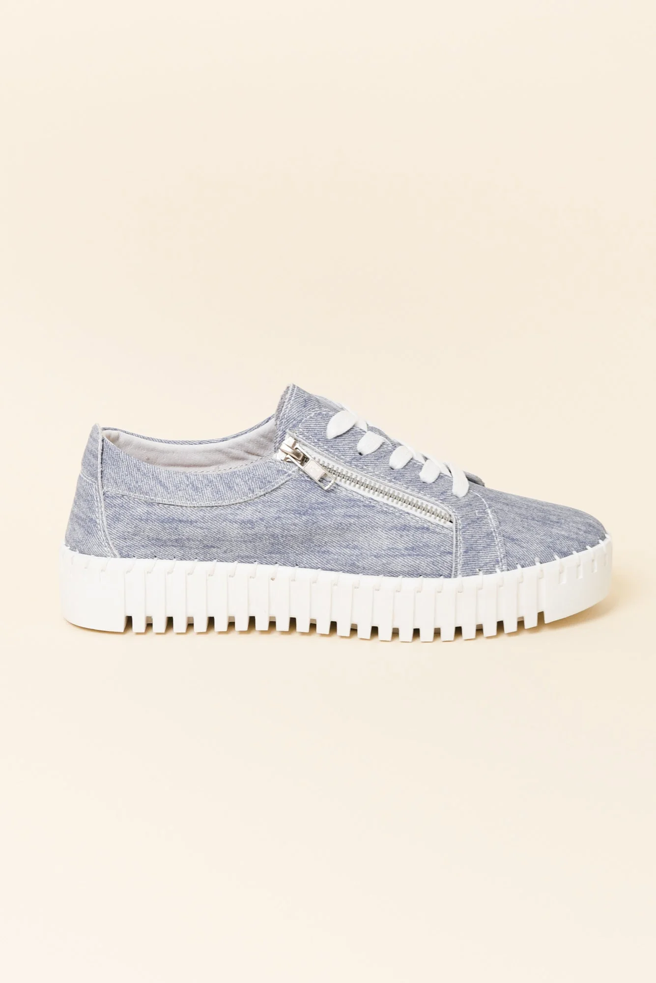 Medusa Blue Twill Platform Sneaker