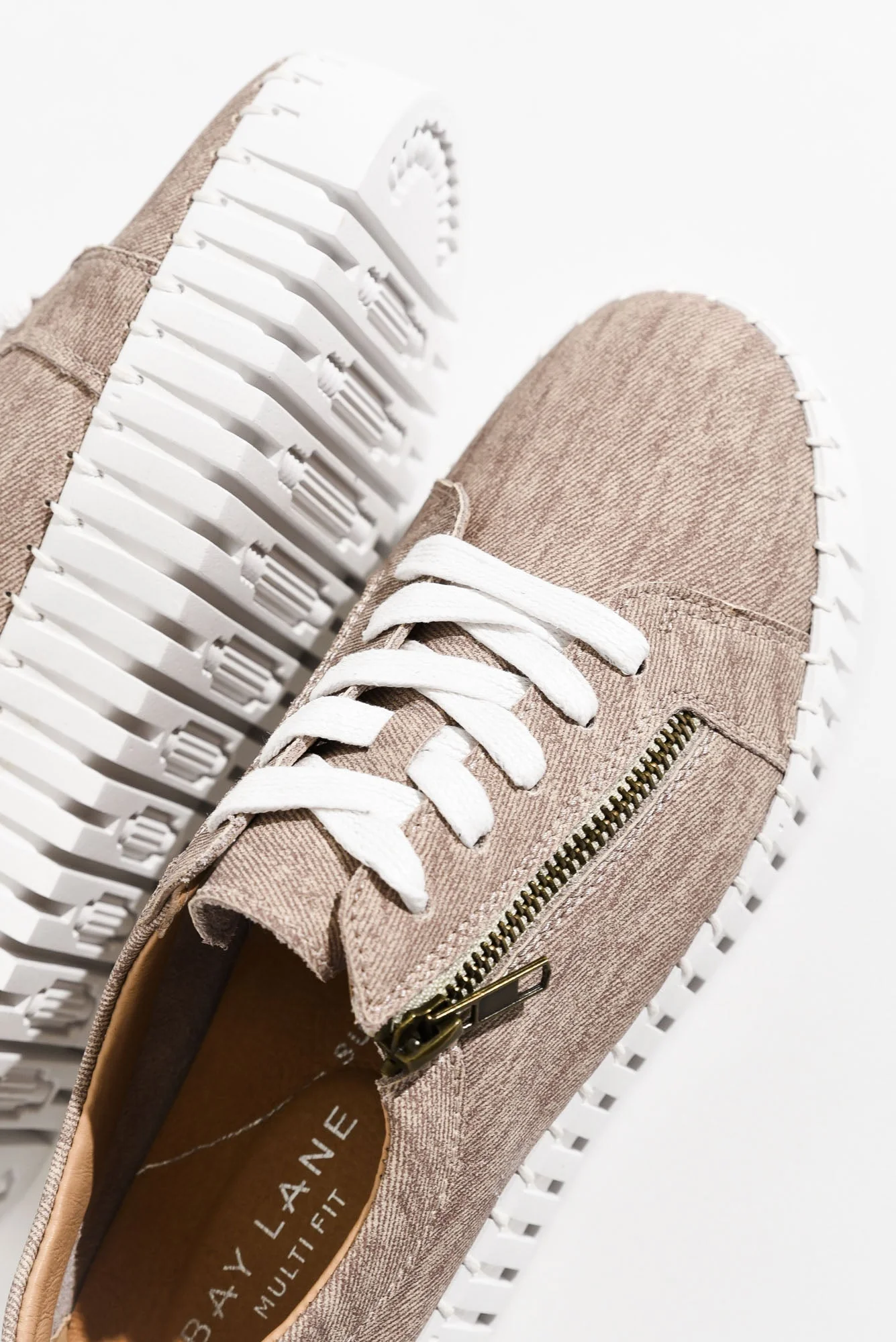 Medusa Taupe Twill Platform Sneaker - Image 4