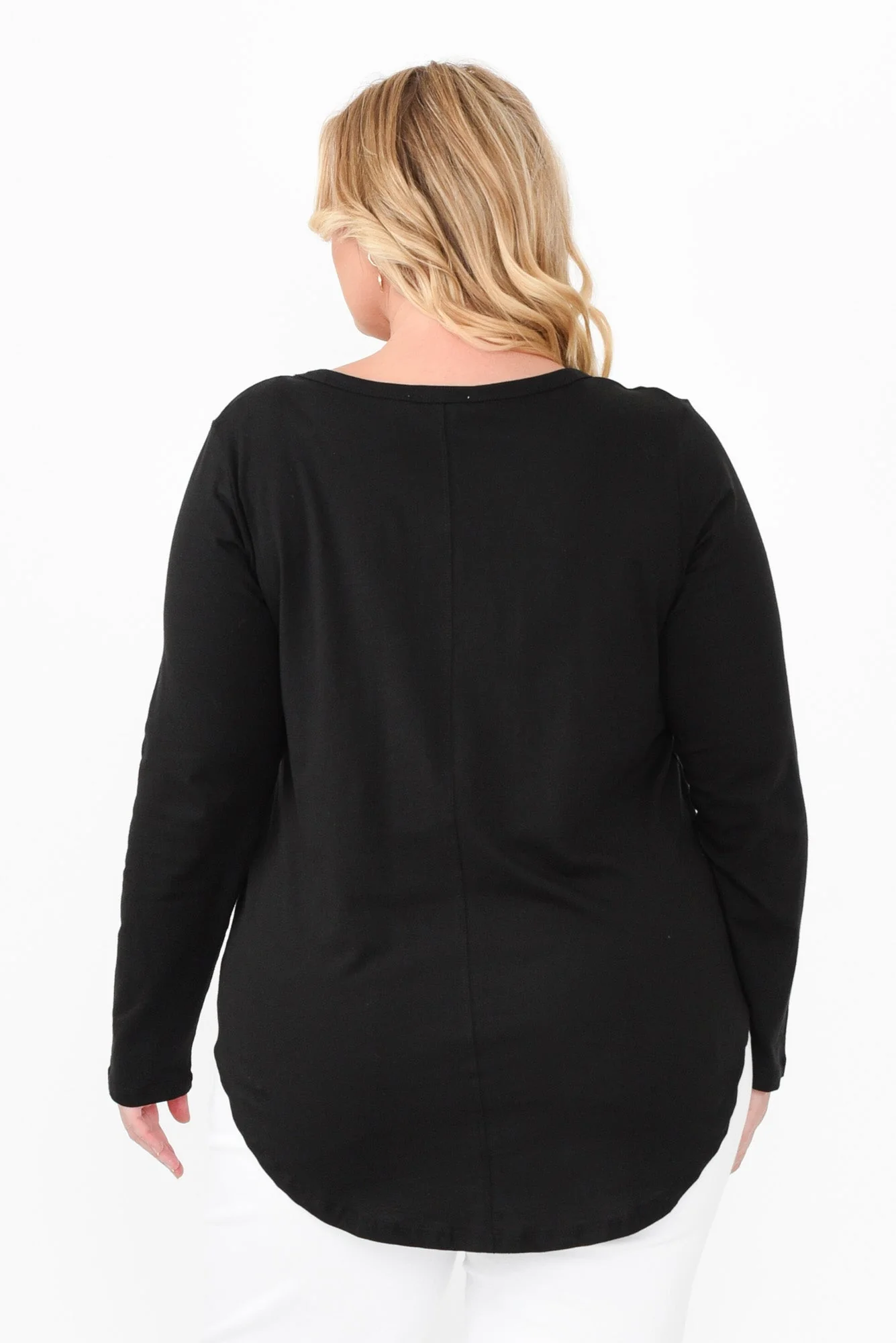 Megan Black Cotton Long Sleeve Top - Image 11