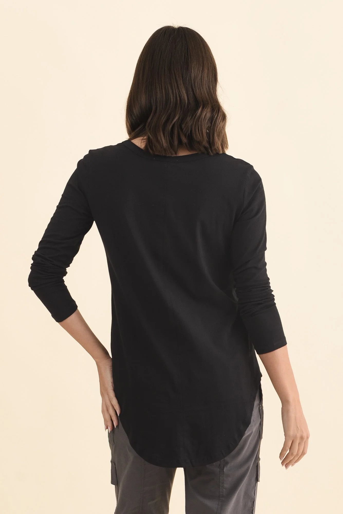 Megan Black Cotton Long Sleeve Top - Image 4