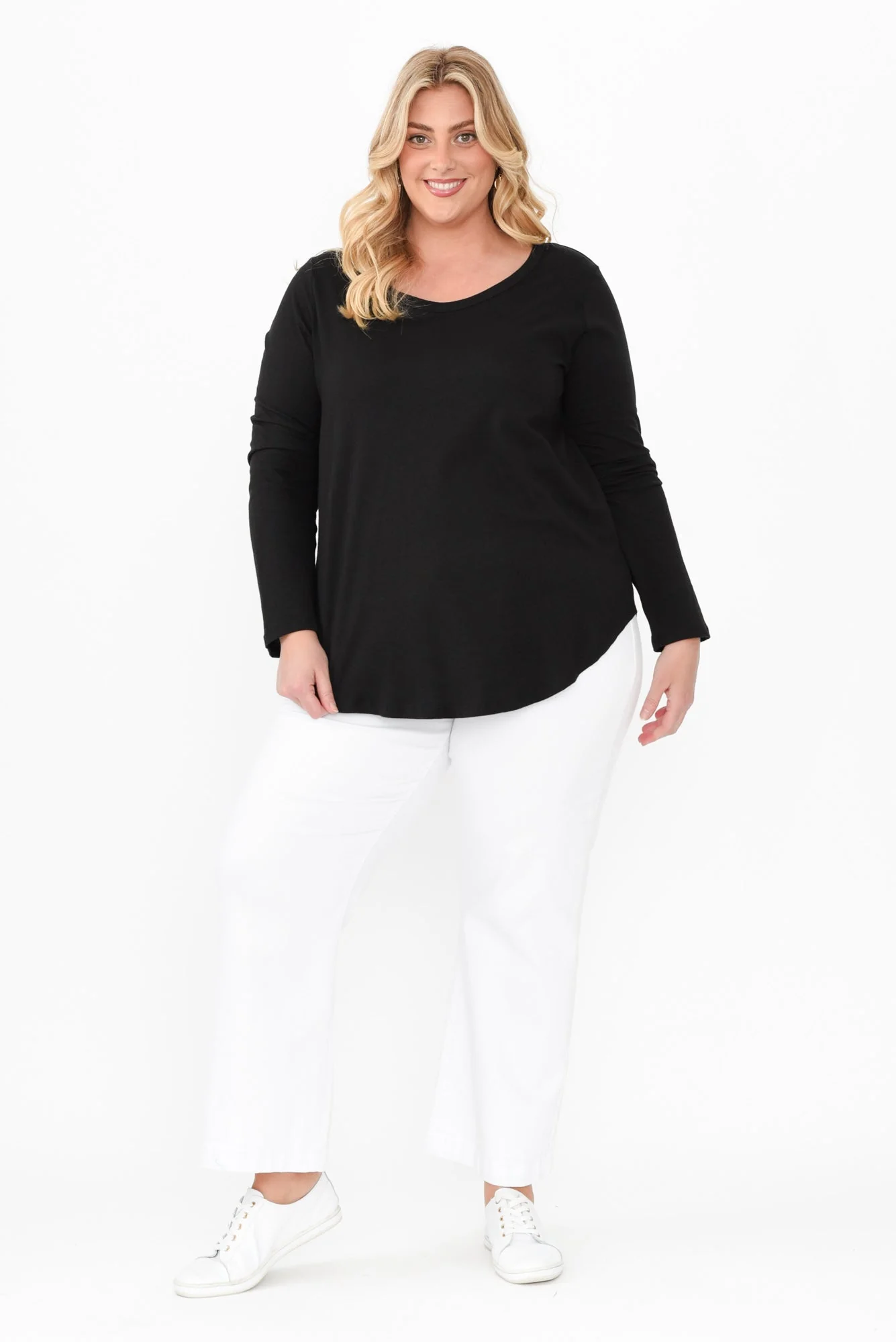 Megan Black Cotton Long Sleeve Top - Image 9