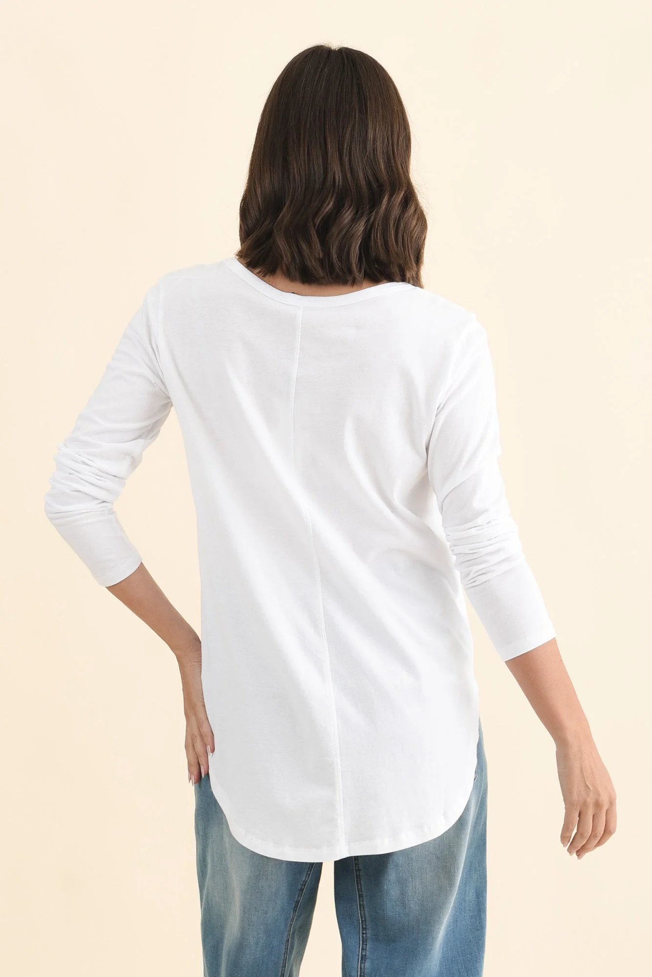 Megan White Cotton Long Sleeve Top - Image 5