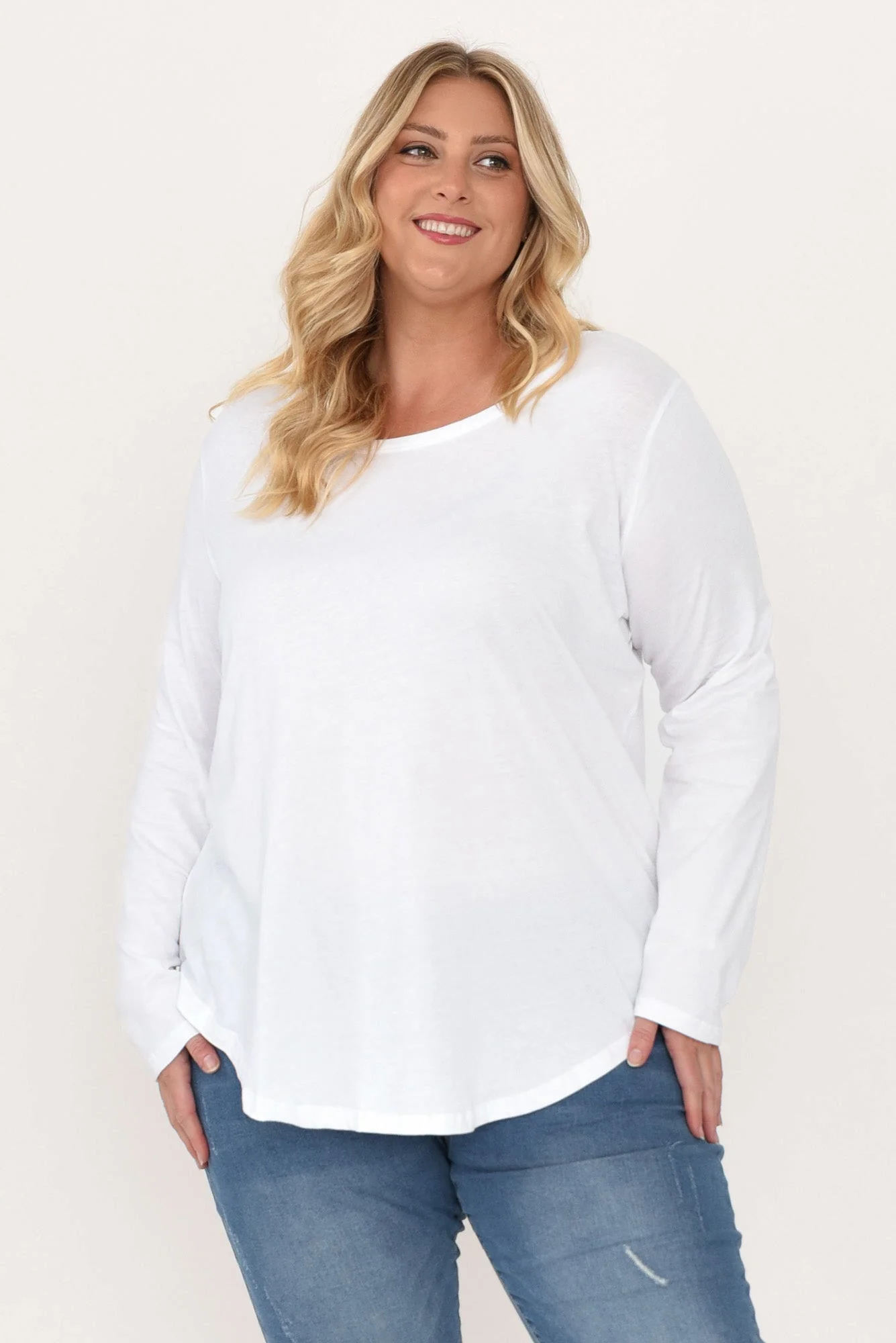 Megan White Cotton Long Sleeve Top - Image 7