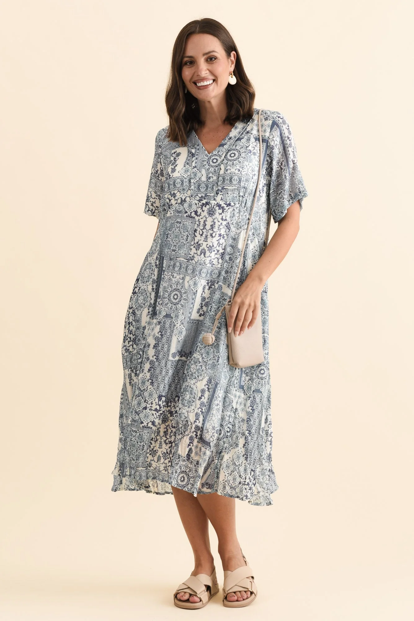 Meka Navy Mosaic Pocket Dress