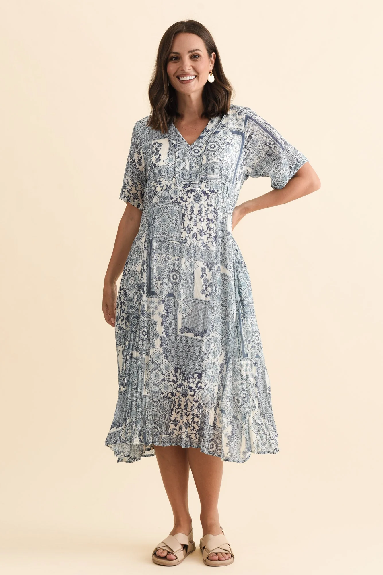 Meka Navy Mosaic Pocket Dress - Image 2