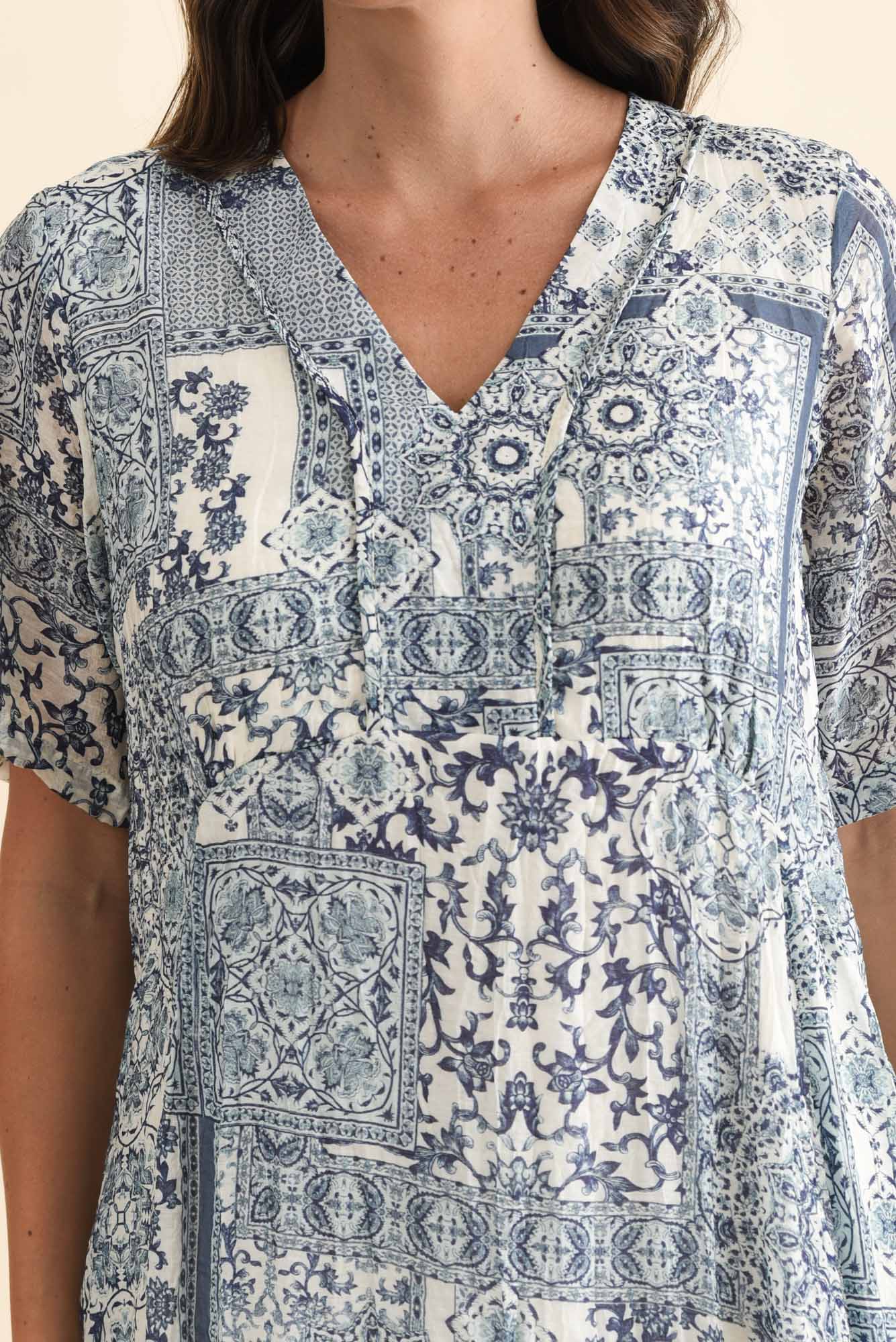 Meka Navy Mosaic Pocket Dress - Image 5