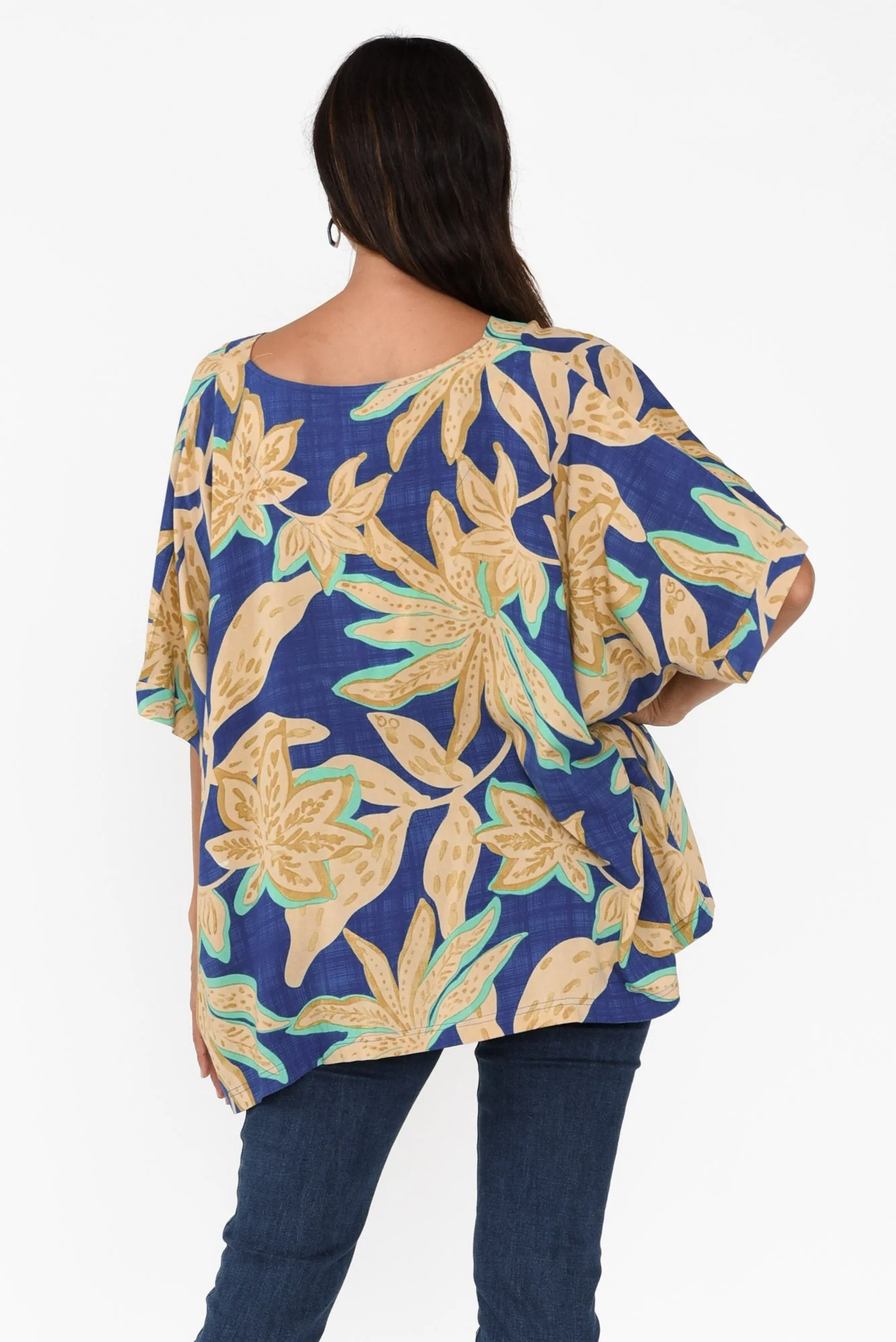 Meloria Blue Floral V Neck Top - Image 4