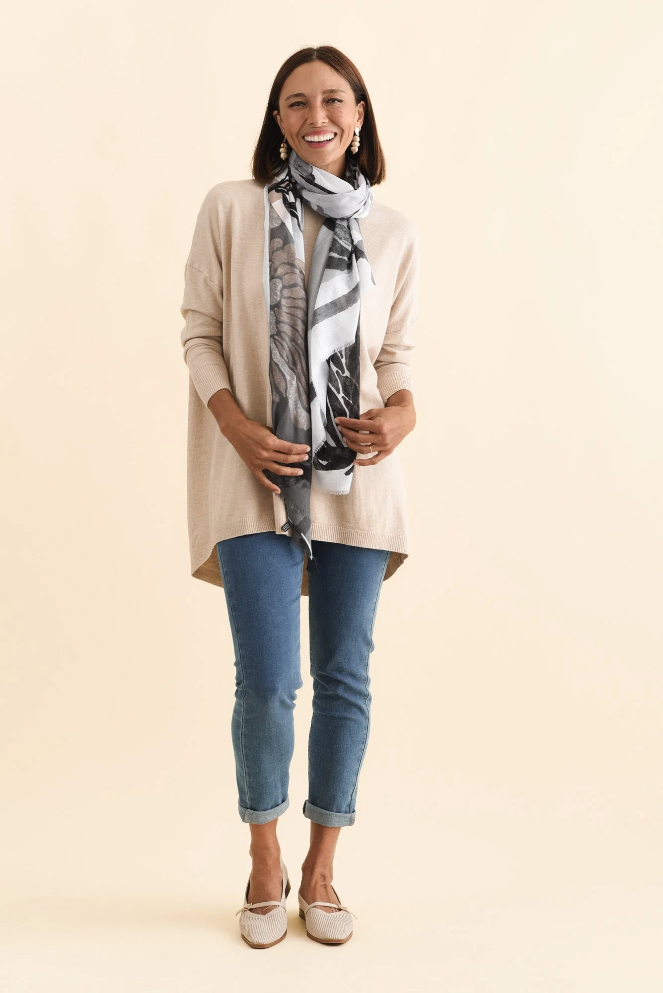 Meryl Beige Wool Blend Drape Jumper - Image 2