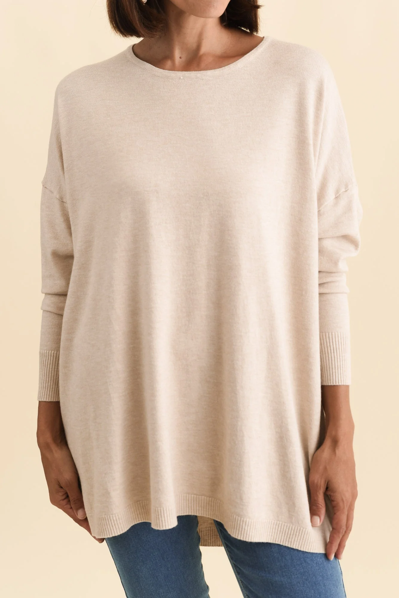 Meryl Beige Wool Blend Drape Jumper - Image 5