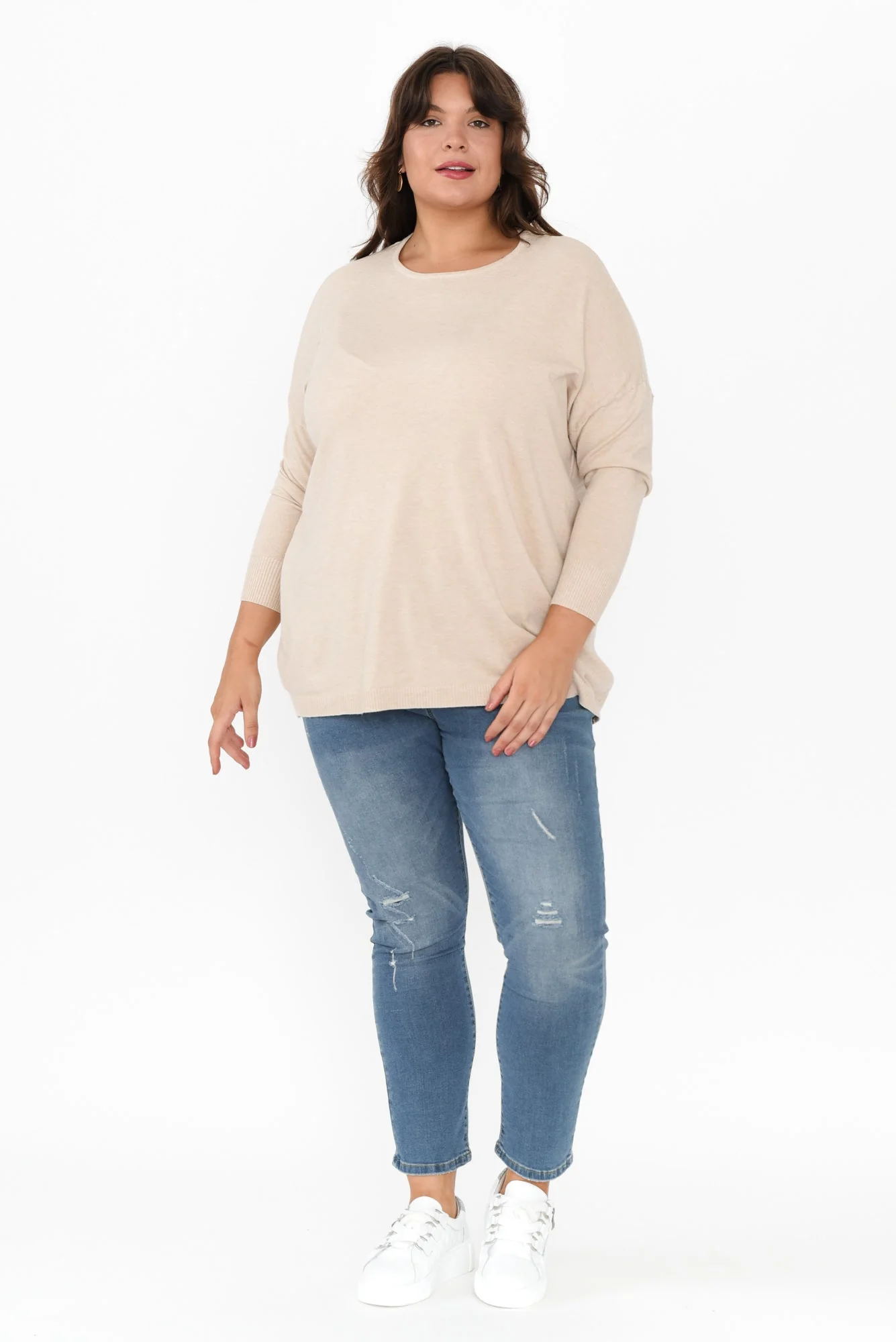 Meryl Beige Wool Blend Drape Jumper - Image 8