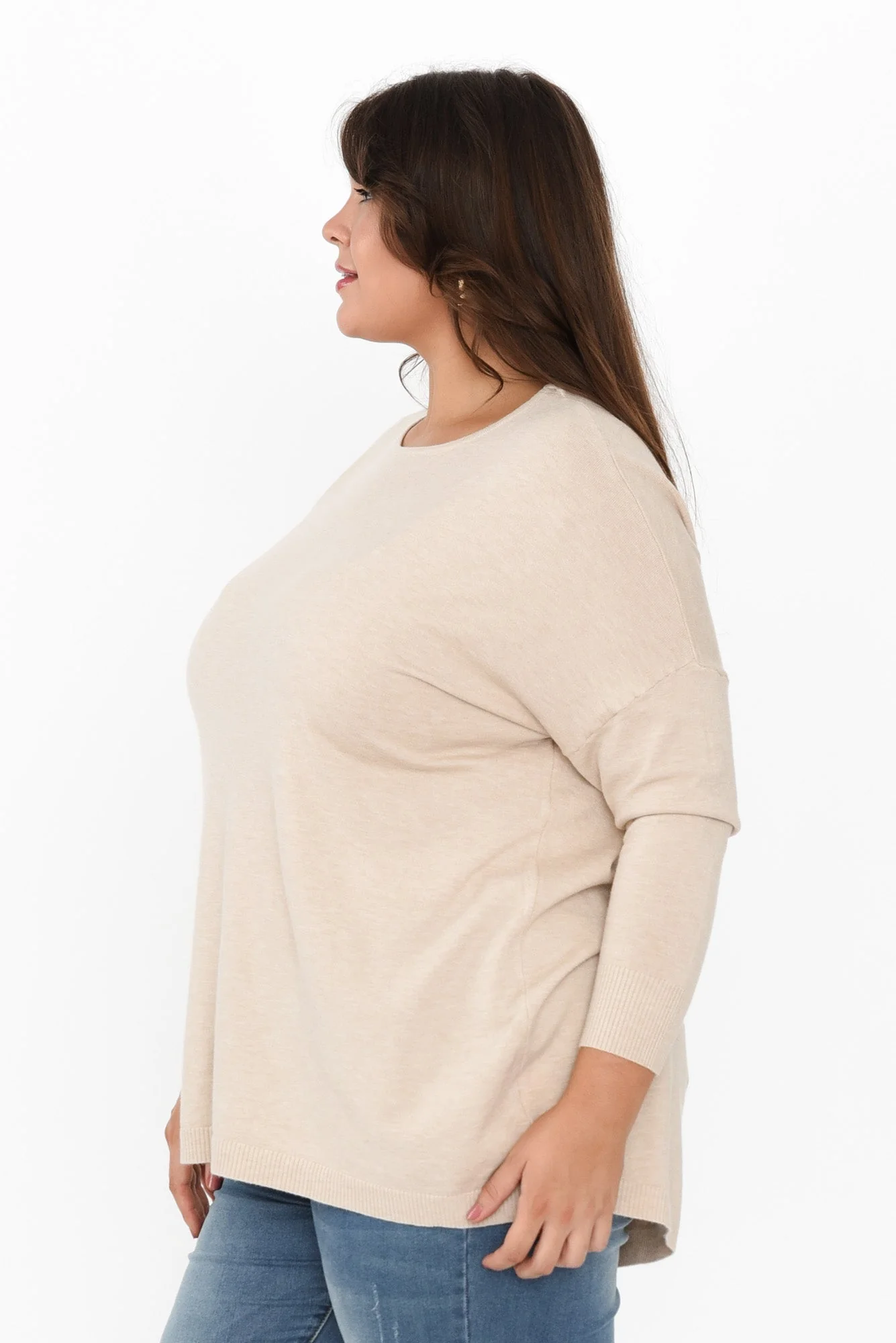 Meryl Beige Wool Blend Drape Jumper - Image 9