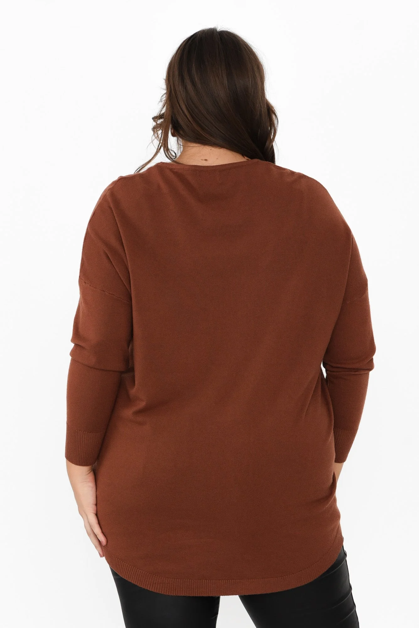 Meryl Chocolate Wool Blend Drape Jumper - Image 15