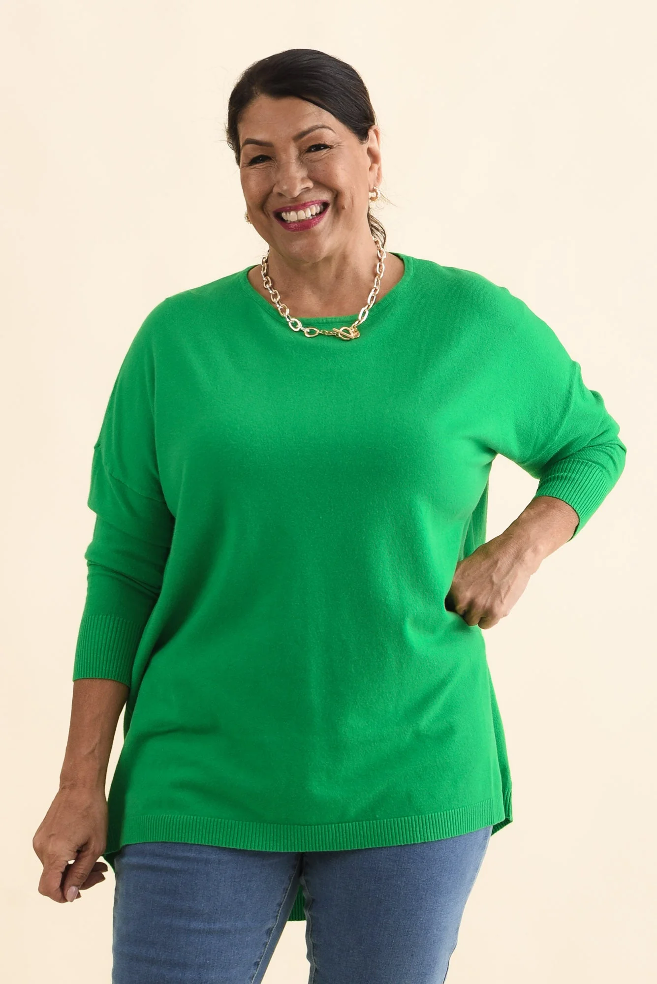 Meryl Forest Green Wool Blend Drape Jumper - Image 8