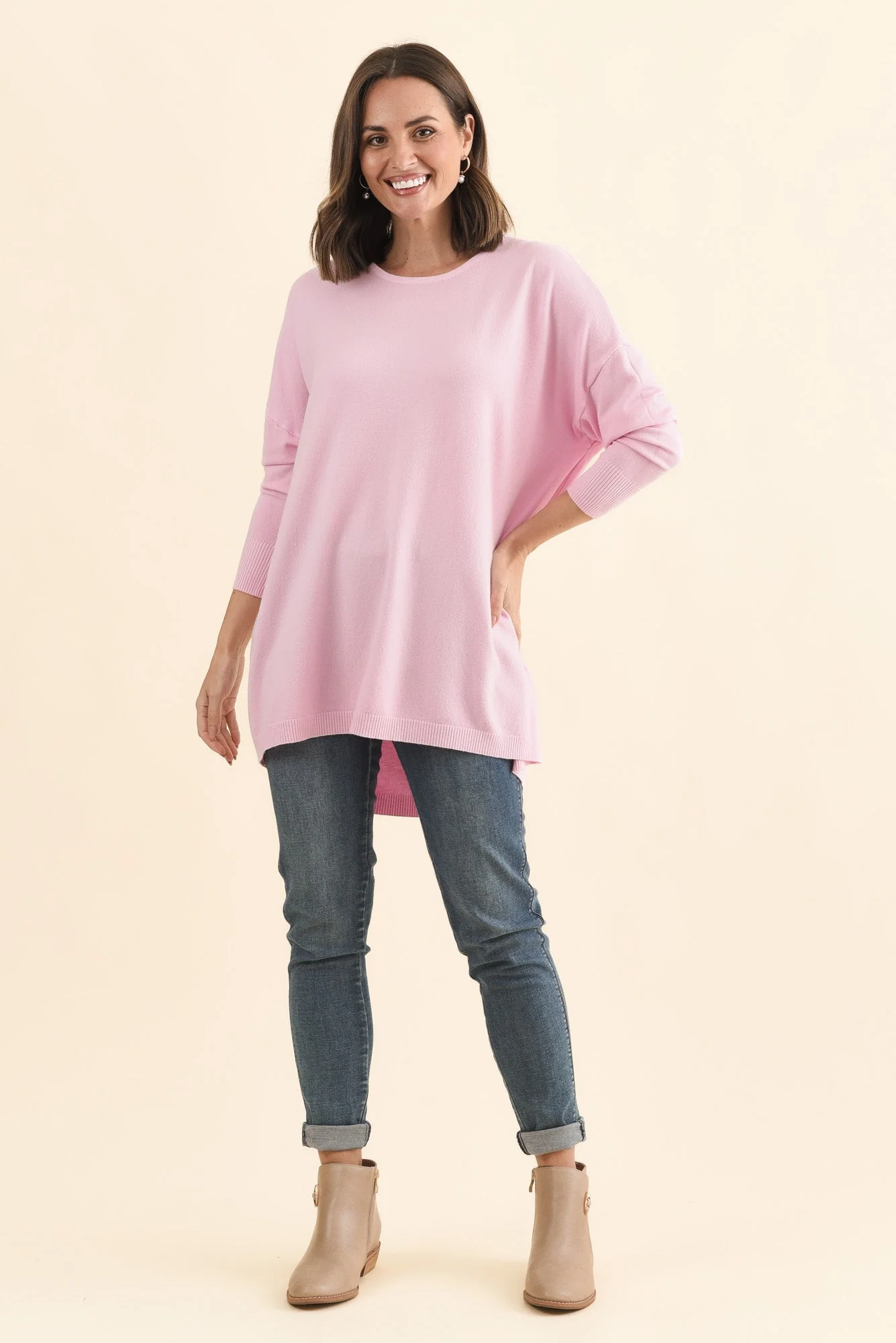 Meryl Pink Wool Blend Drape Jumper - Image 6