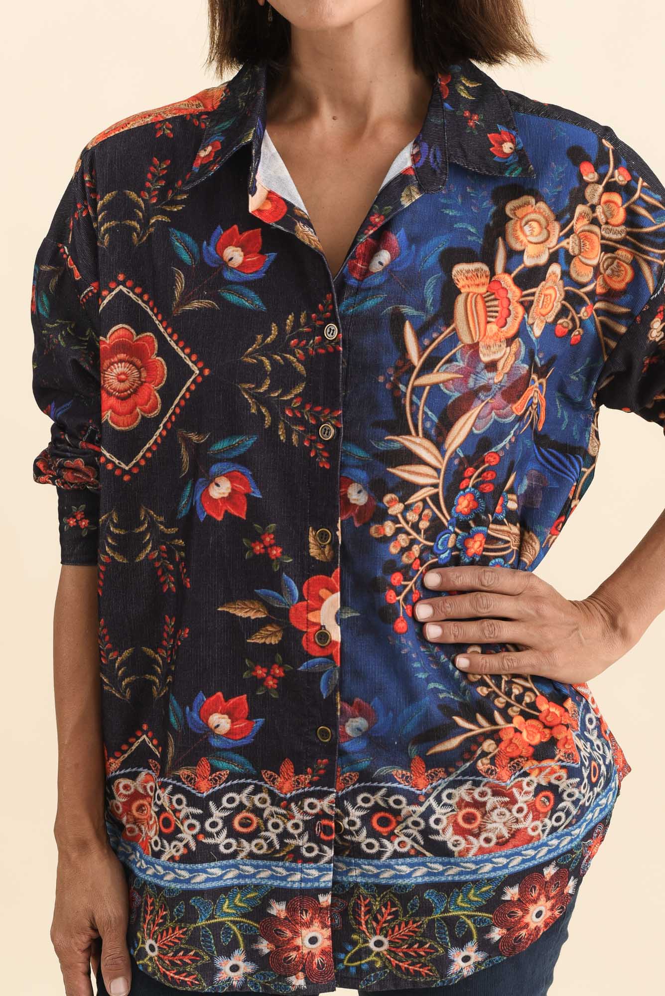Meyer Navy Botanical Cotton Shirt - Image 5
