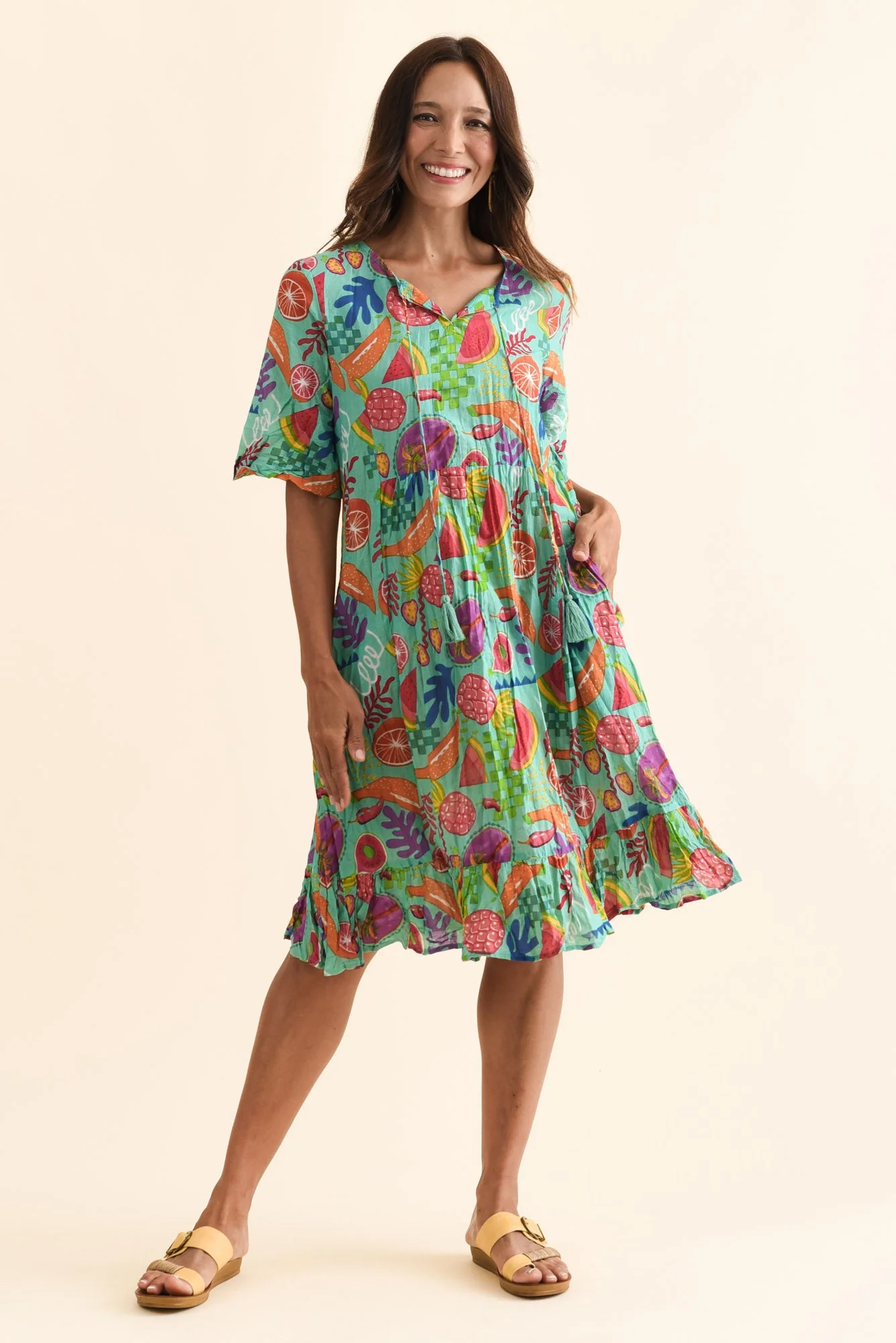 Mila Blue Garden Crinkle Cotton Dress - Image 2
