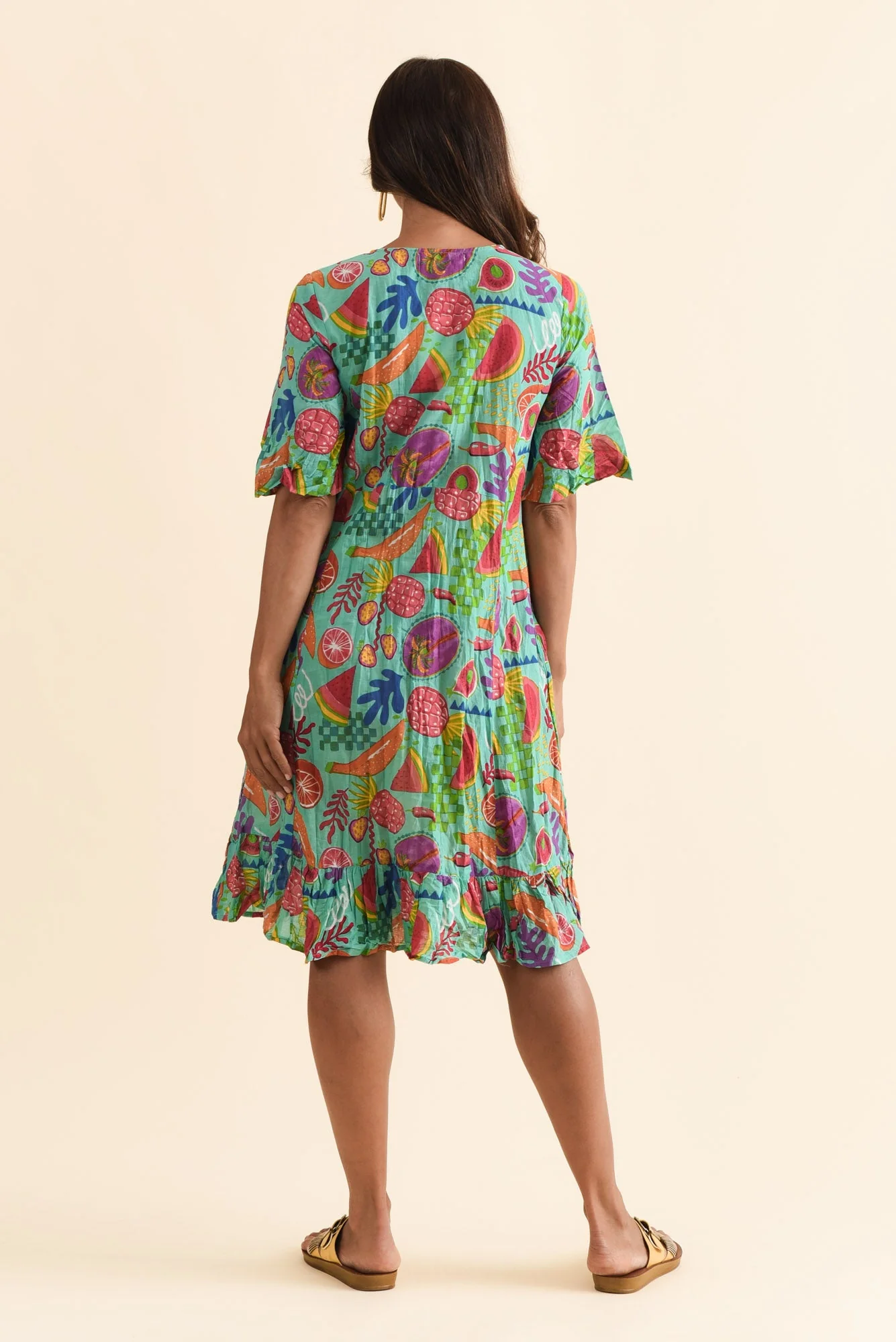 Mila Blue Garden Crinkle Cotton Dress - Image 4
