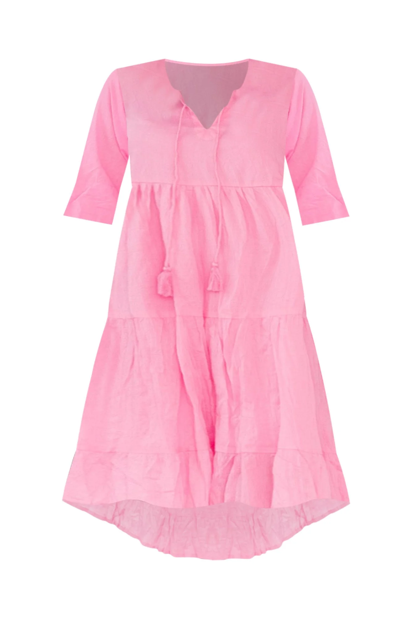 Milana Bright Pink Crinkle Cotton Dress - Image 11
