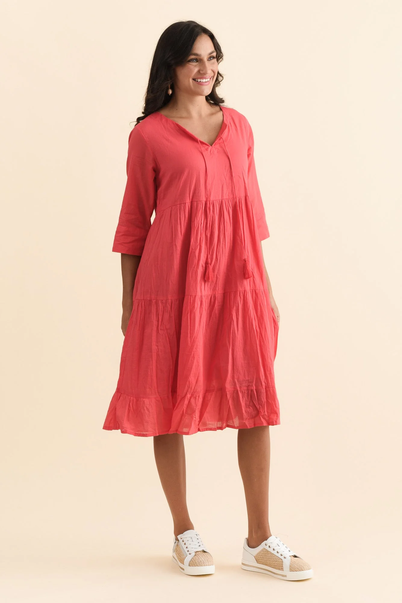 Milana Cherry Crinkle Cotton Dress - Image 4