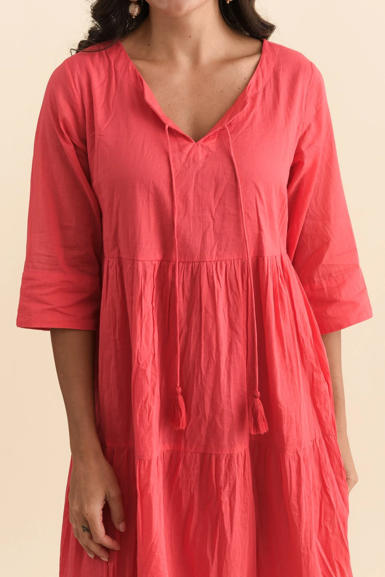Milana Cherry Crinkle Cotton Dress - Image 6