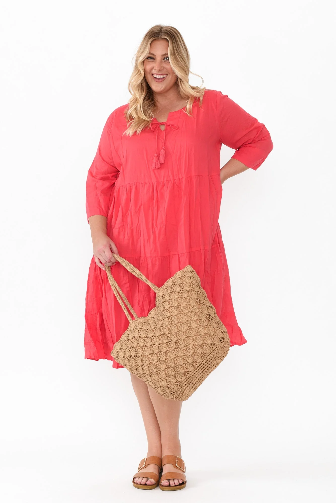 Milana Cherry Crinkle Cotton Dress - Image 8