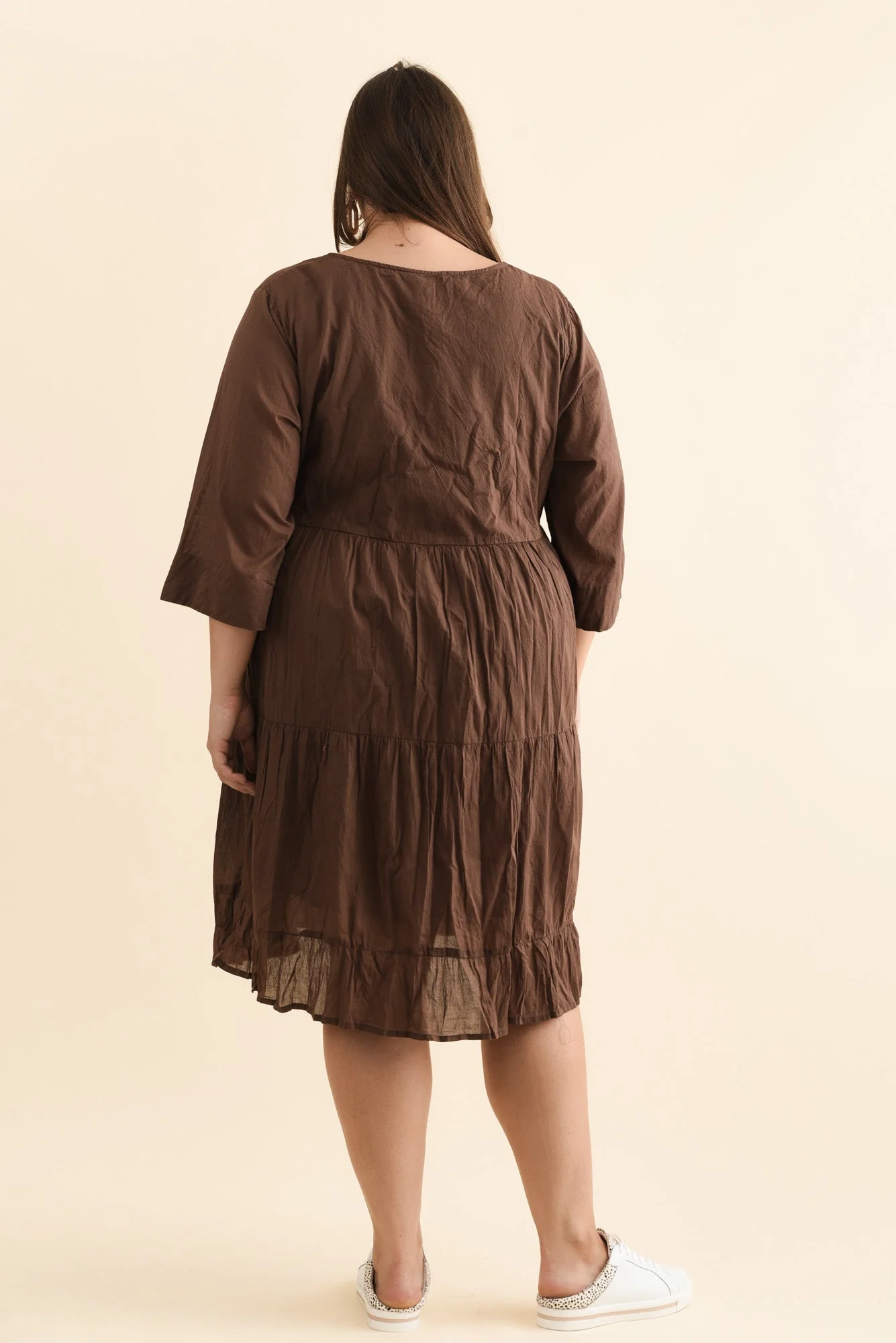 Milana Chocolate Crinkle Cotton Dress - Image 15