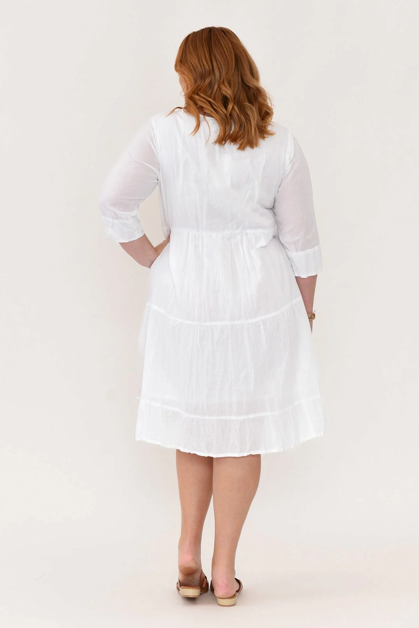 Milana White Crinkle Cotton Dress - Image 10