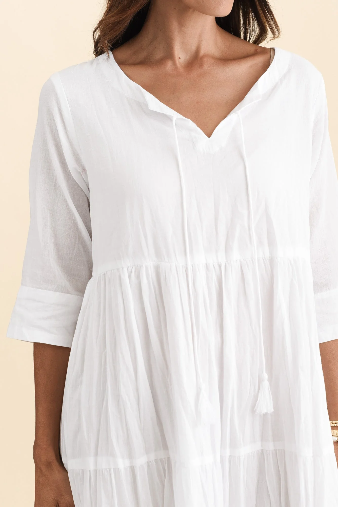 Milana White Crinkle Cotton Dress - Image 6