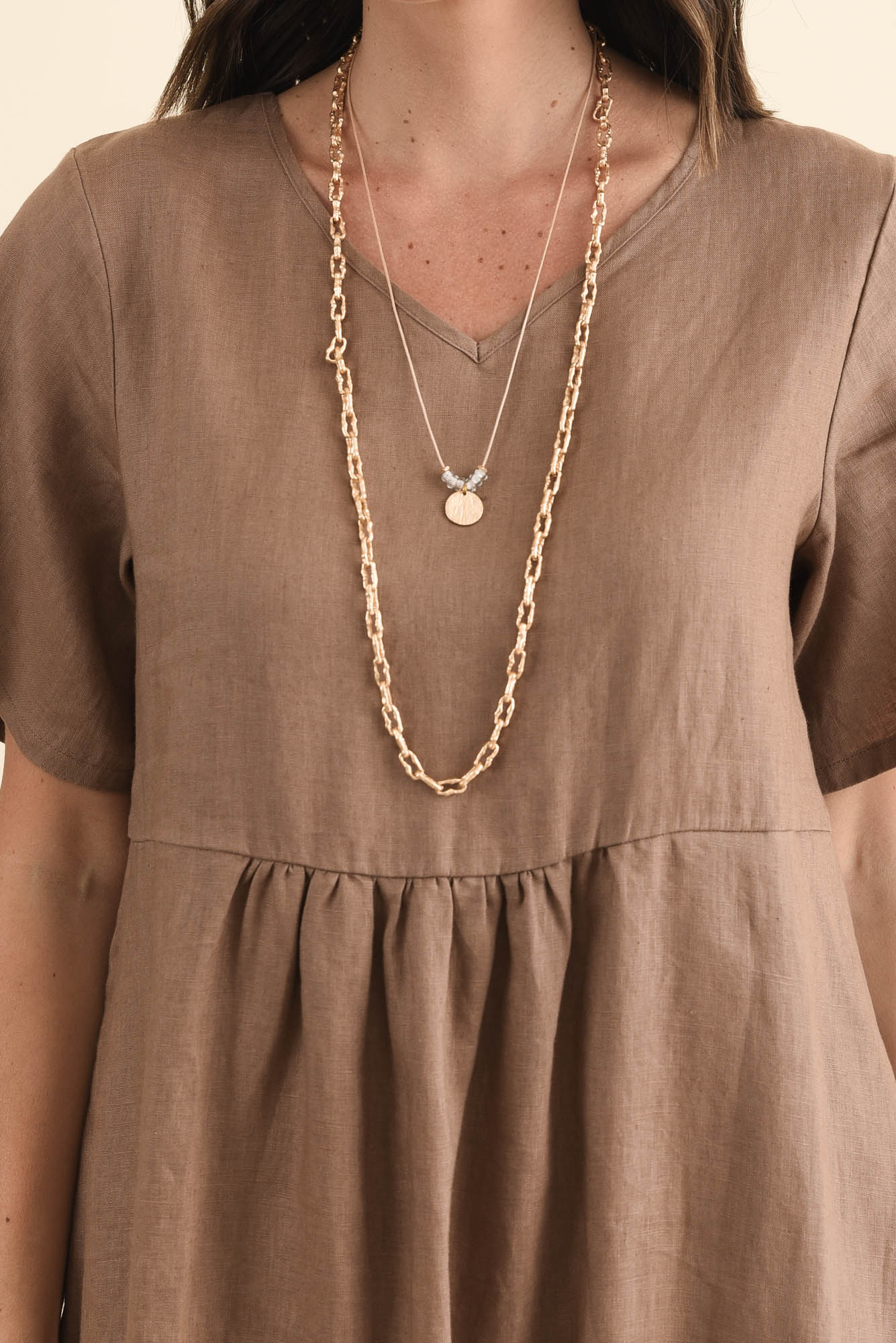 Miller Mocha Linen Tiered Dress - Image 6