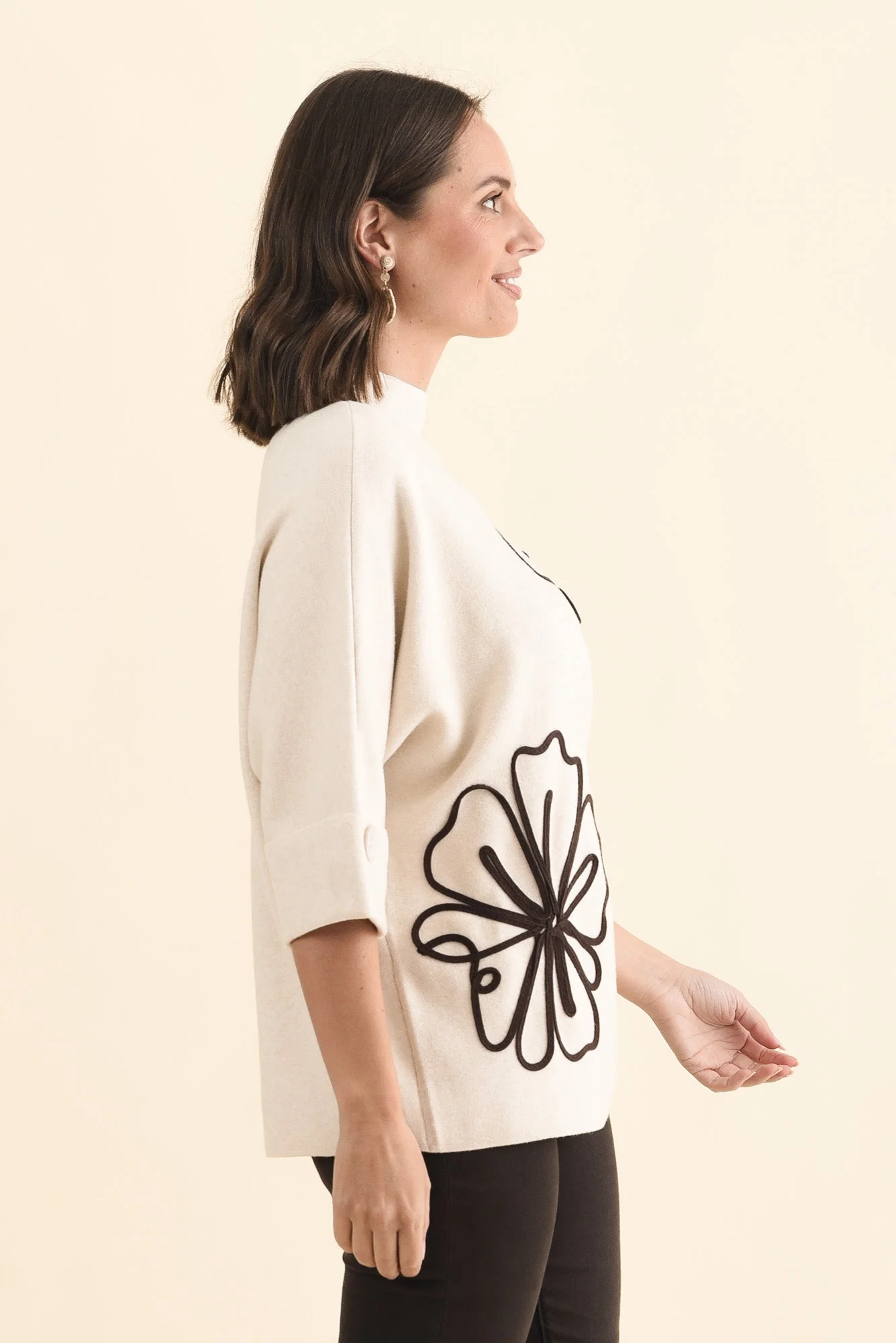Mimosa Beige Flower Knit Jumper - Image 3