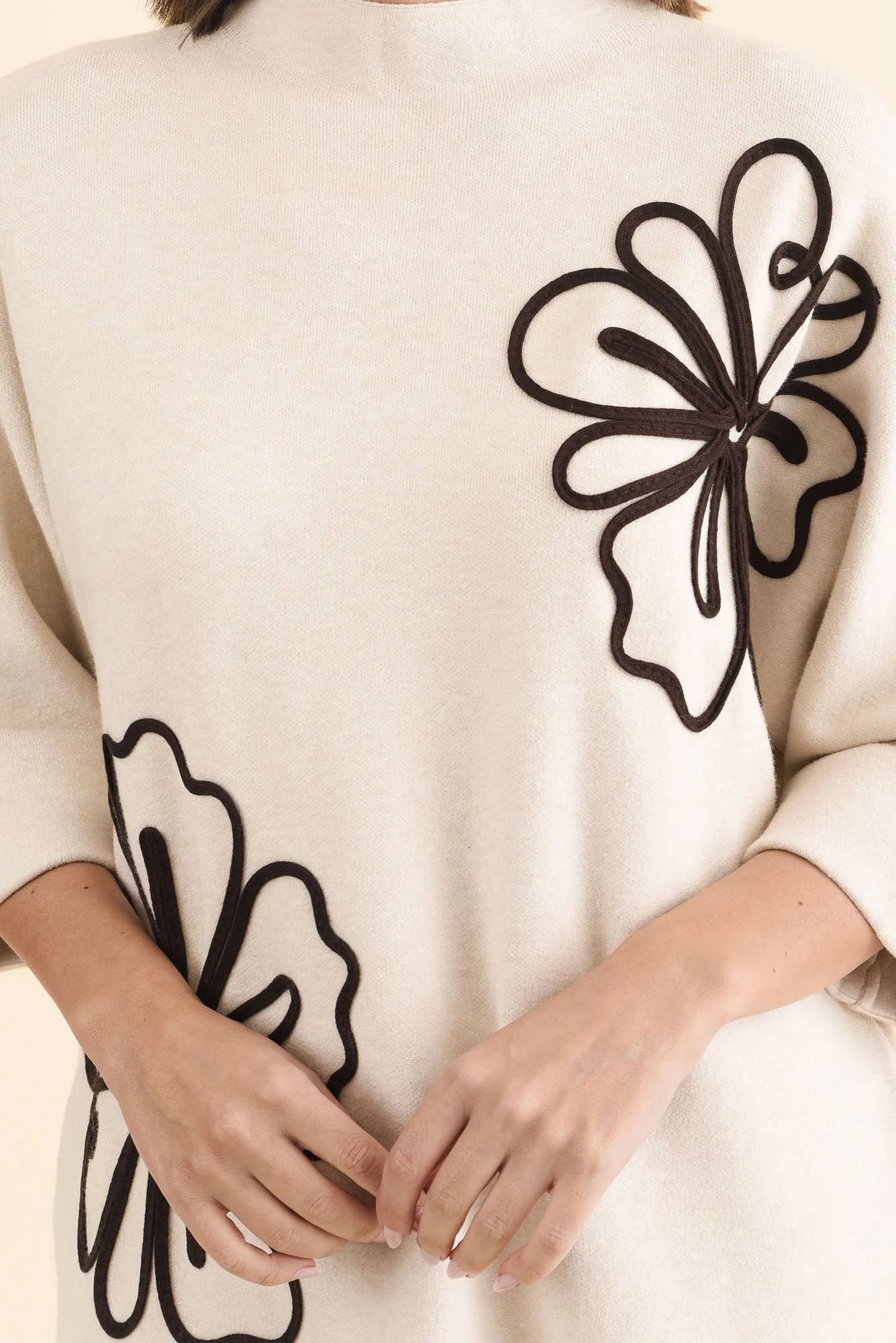 Mimosa Beige Flower Knit Jumper - Image 5