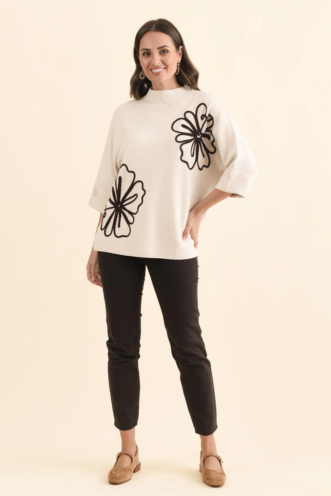 Mimosa Beige Flower Knit Jumper - Image 6