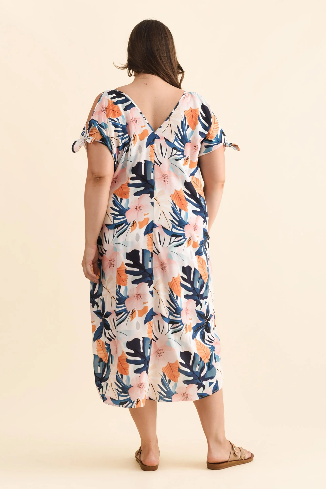 Miranda Navy Garden Cold Shoulder Kaftan - Image 10