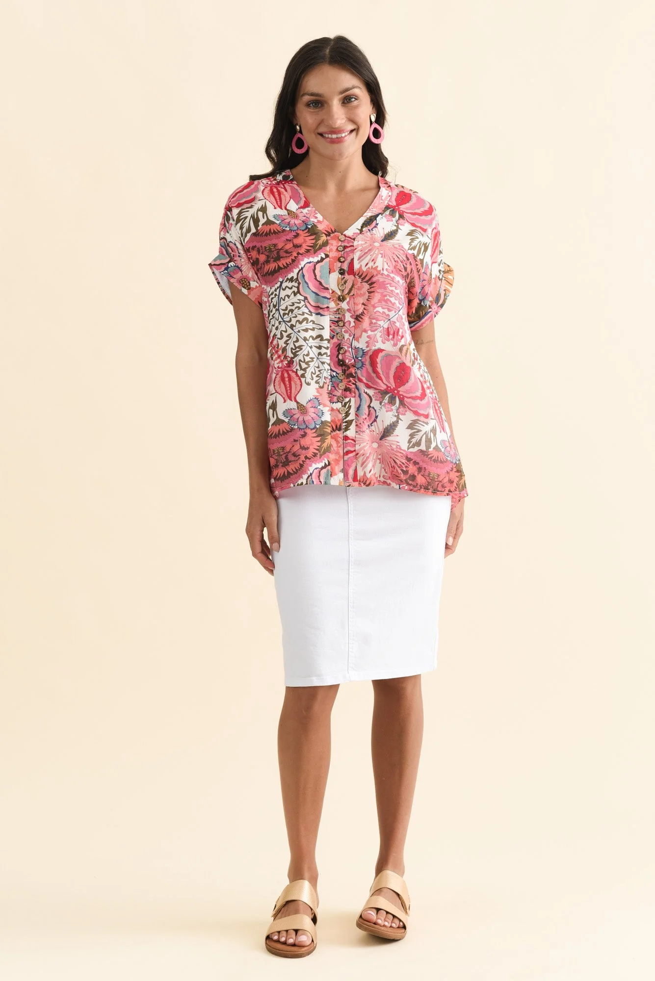 Miray Pink Garden Button Top - Image 6