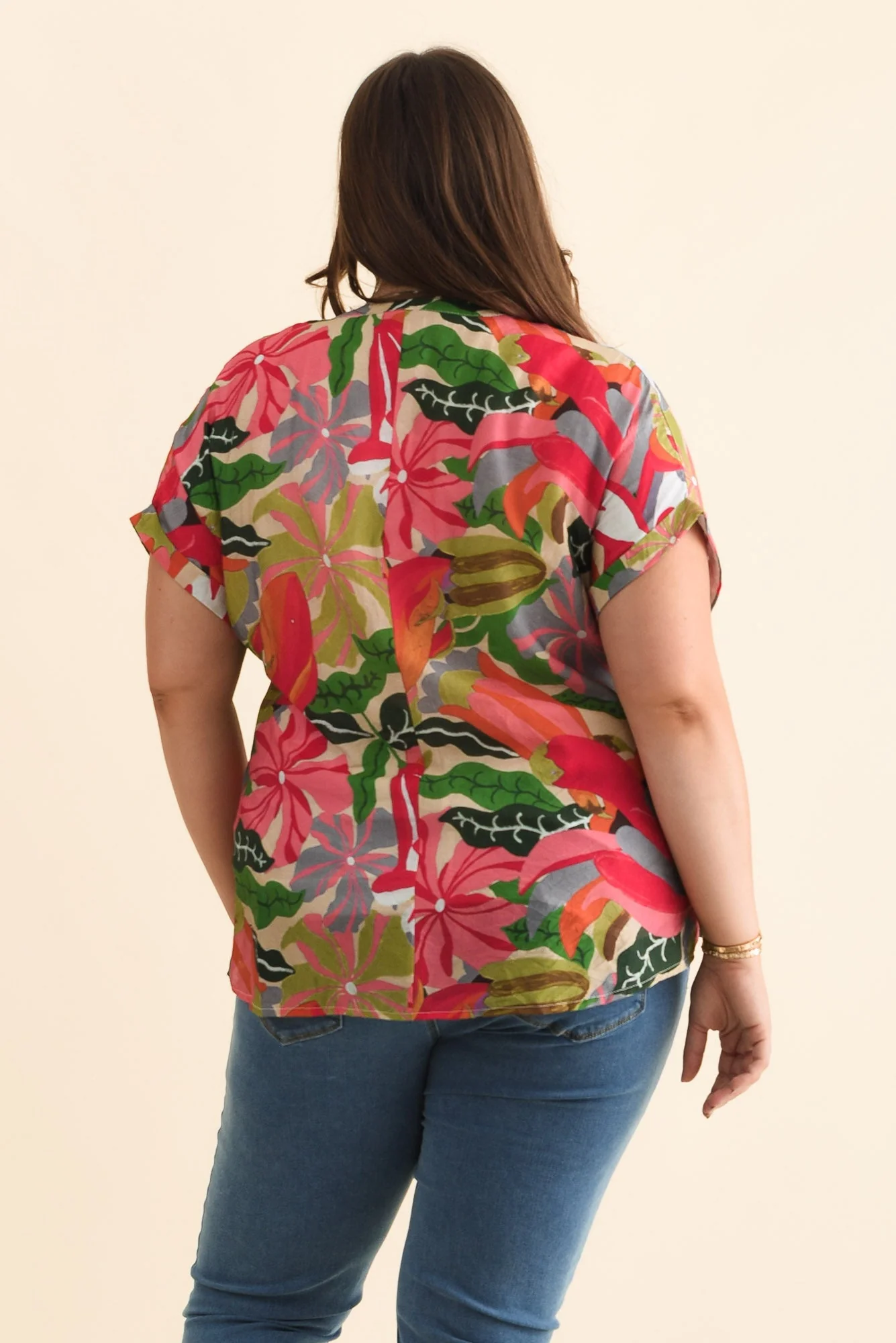 Miray Pink Hibiscus Button Top - Image 10