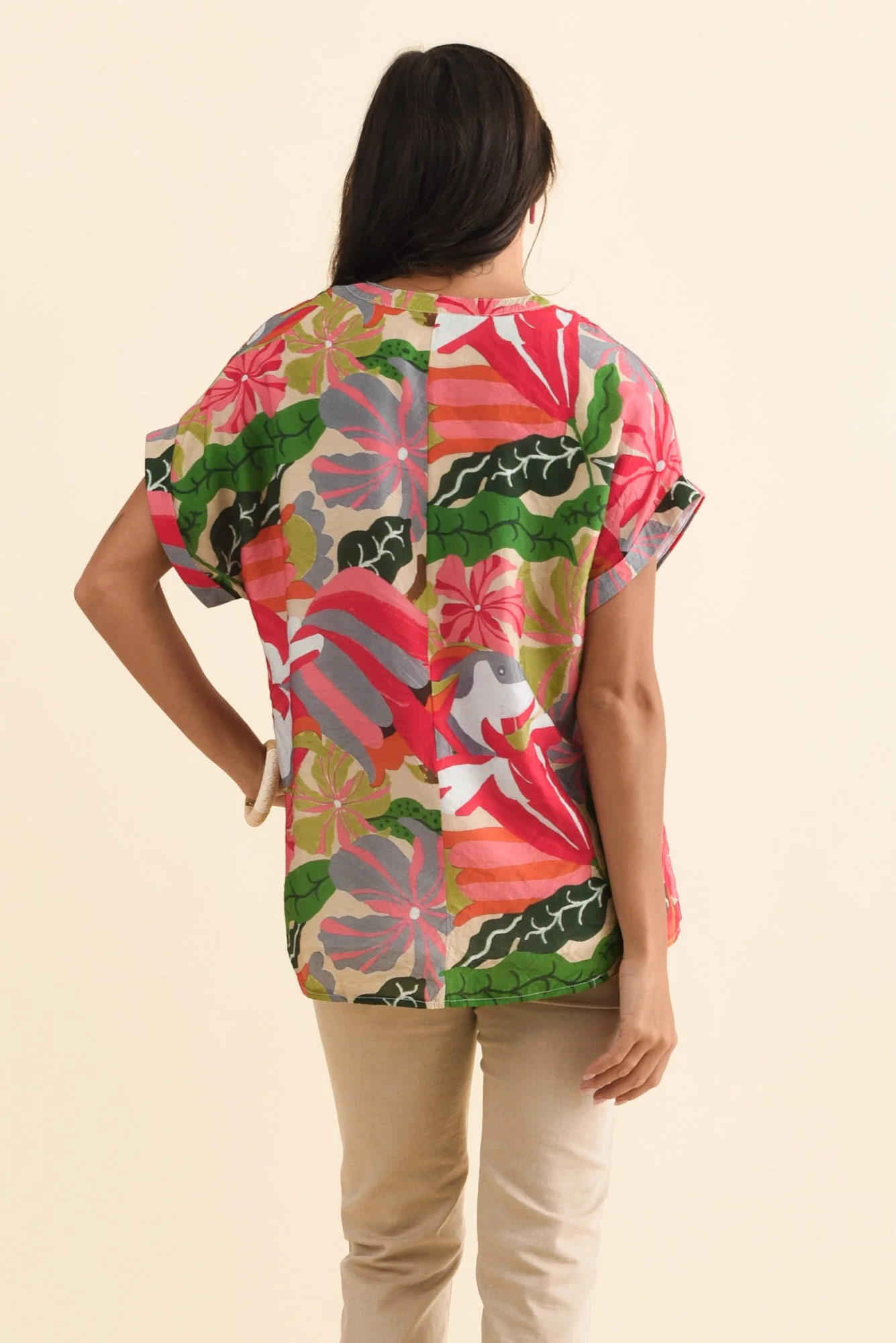 Miray Pink Hibiscus Button Top - Image 4