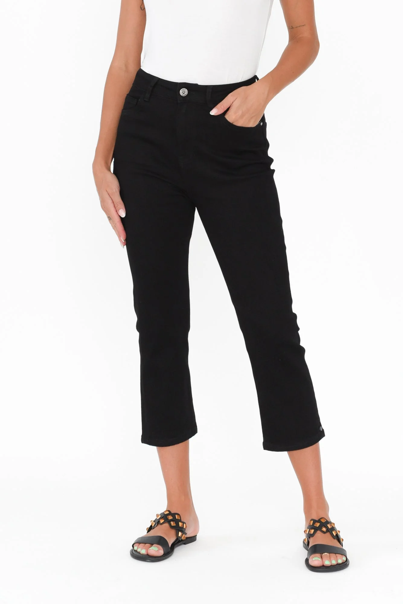 Mollie Black Stretch Denim Capri Jeans