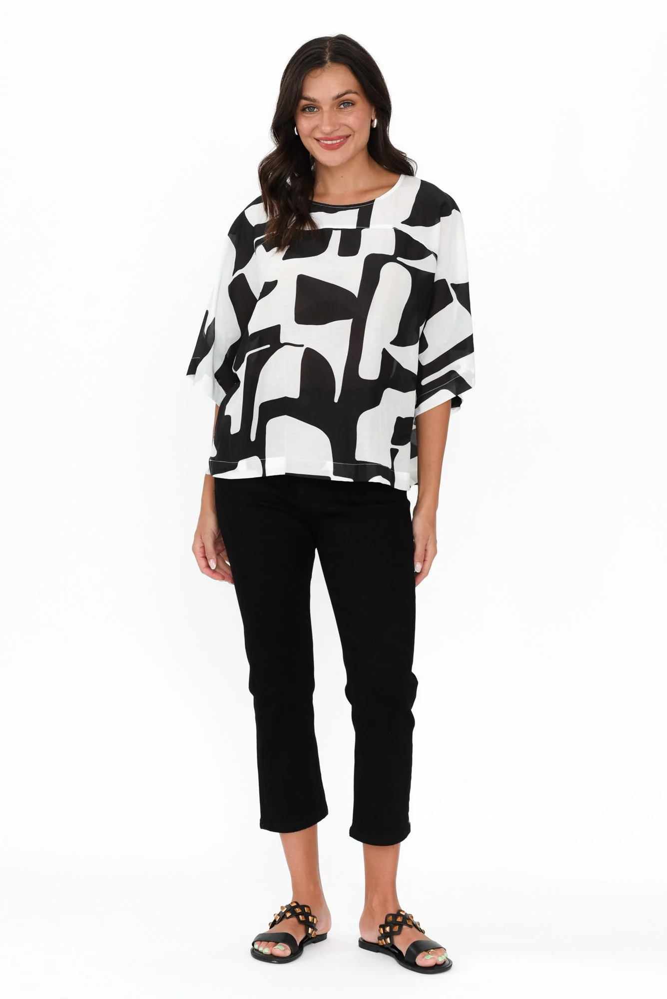 Mollie Black Stretch Denim Capri Jeans - Image 6