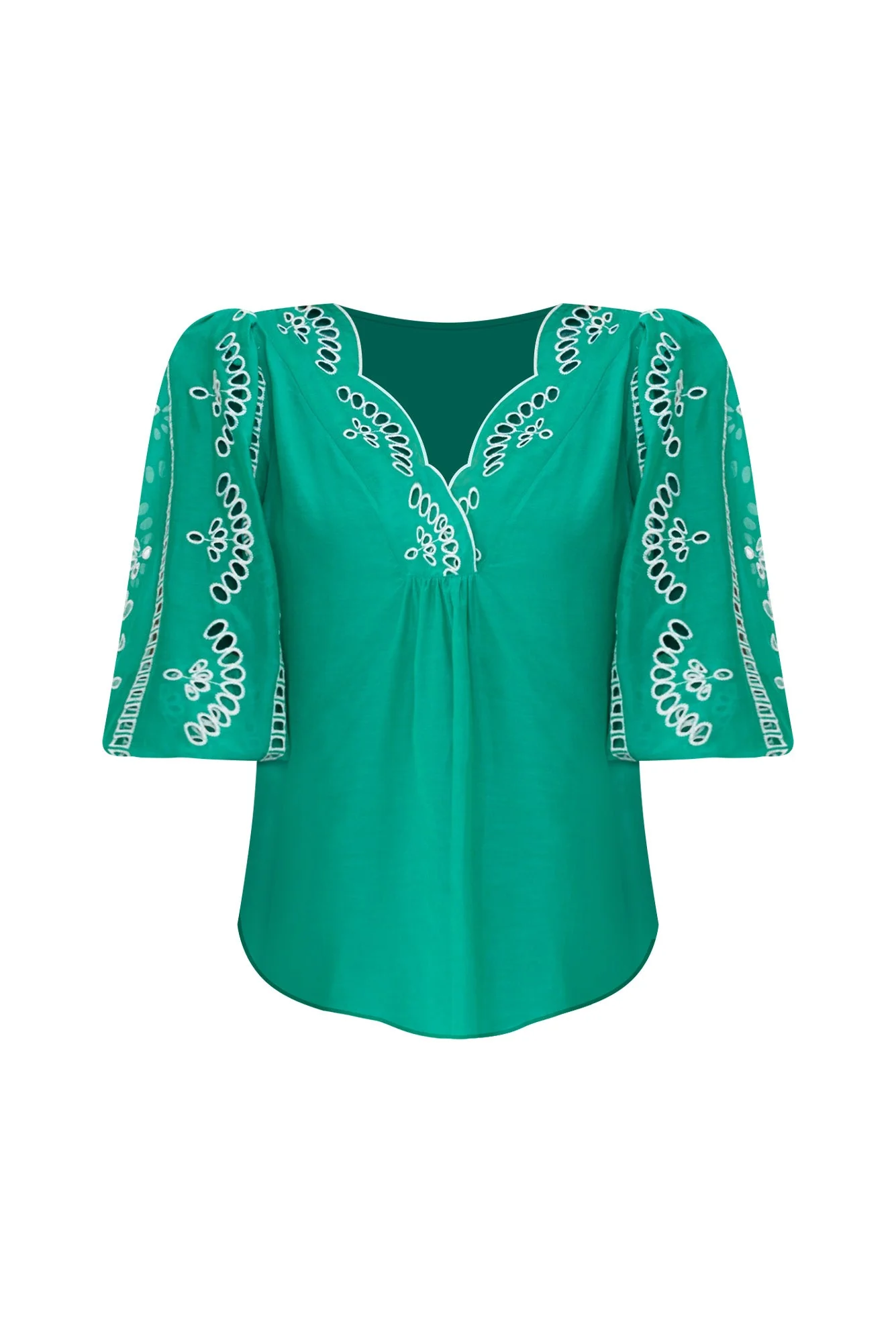 Morgan Bay Green Cotton Silk Top - Image 3