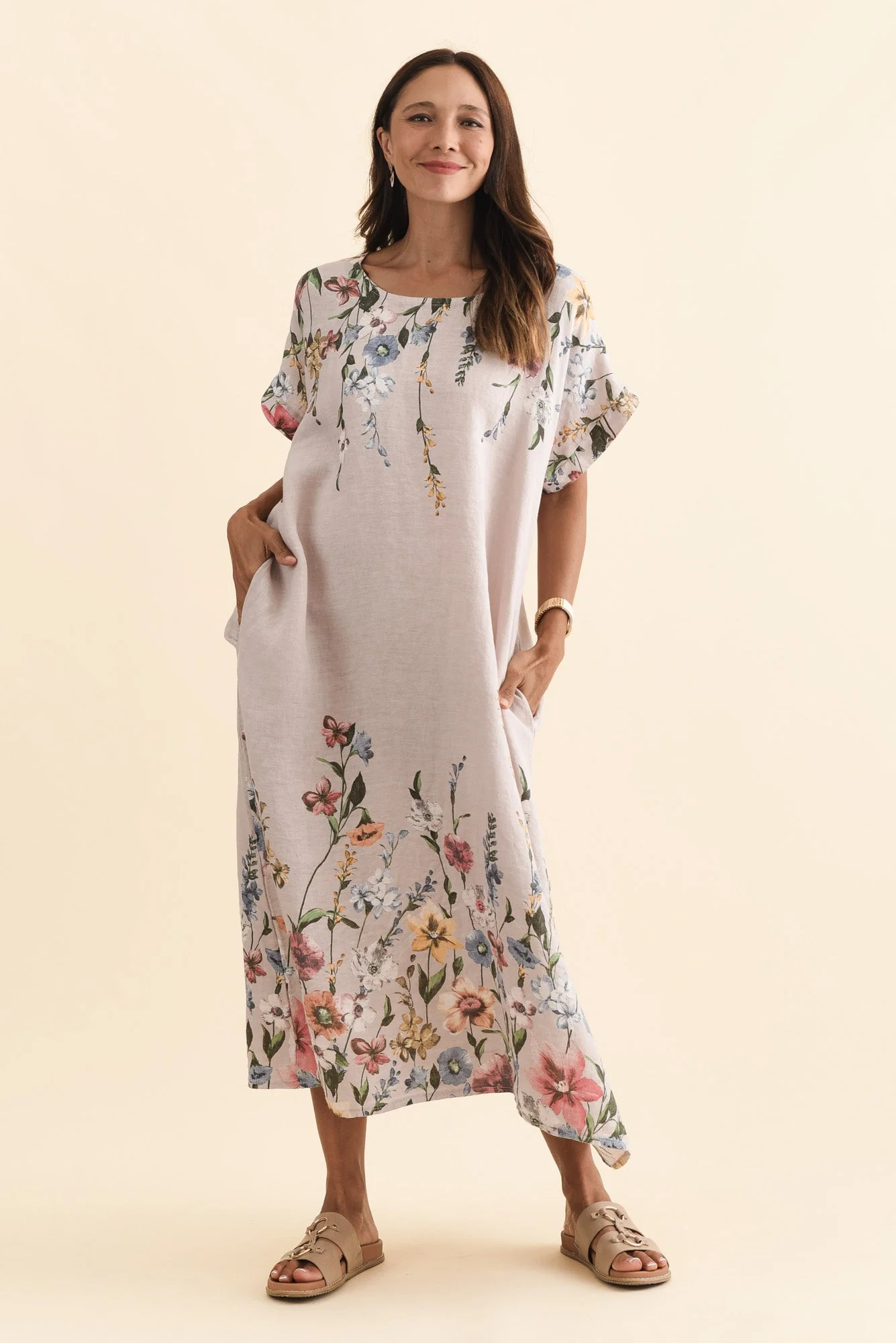 Morrison Blush Floral Linen Pocket Dress - Image 2