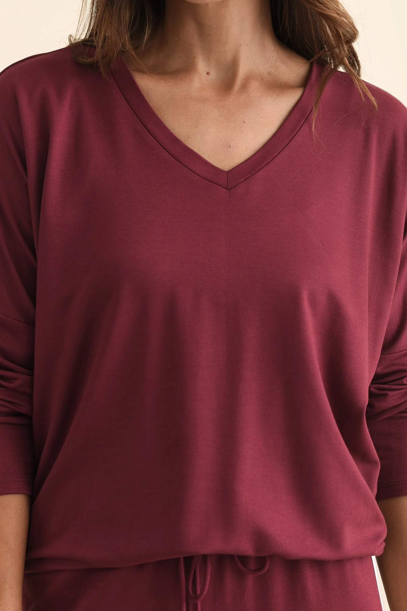 Munich Burgundy V Neck Top - Image 6