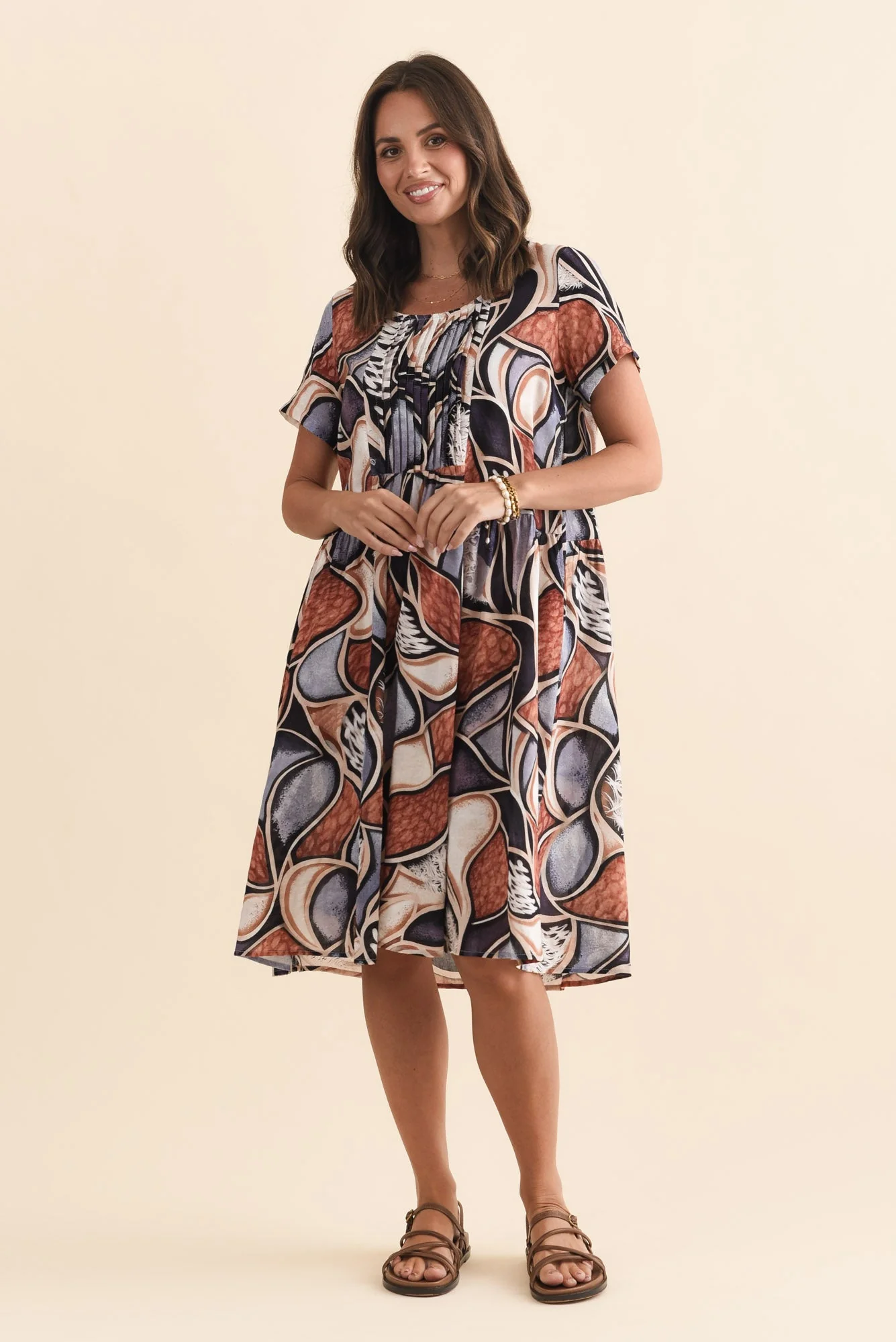 Murano Blue Abstract Cotton Dress - Image 2