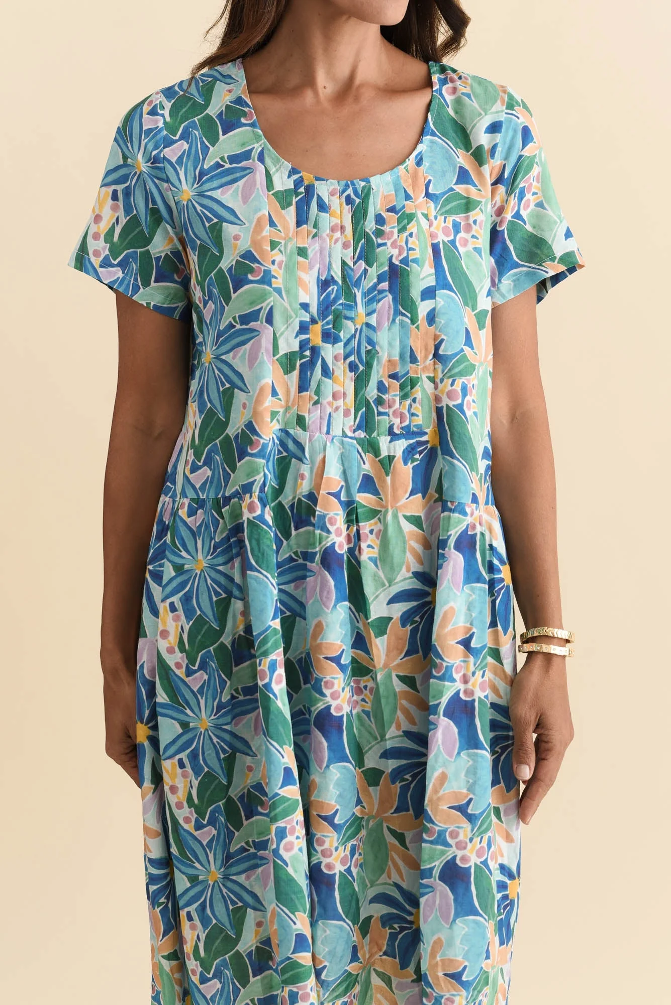 Murano Blue Floral Cotton Dress - Image 5