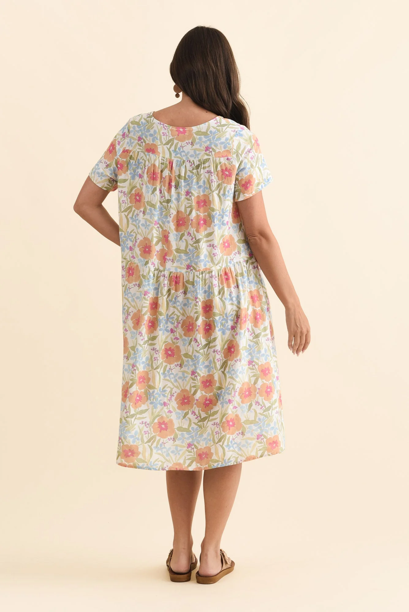 Murano Orange Flower Cotton Dress - Image 5
