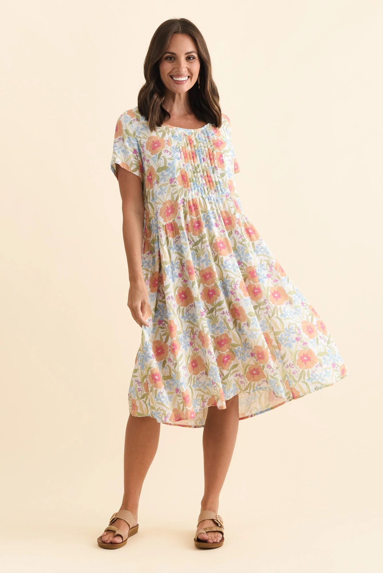 Murano Orange Flower Cotton Dress - Image 7