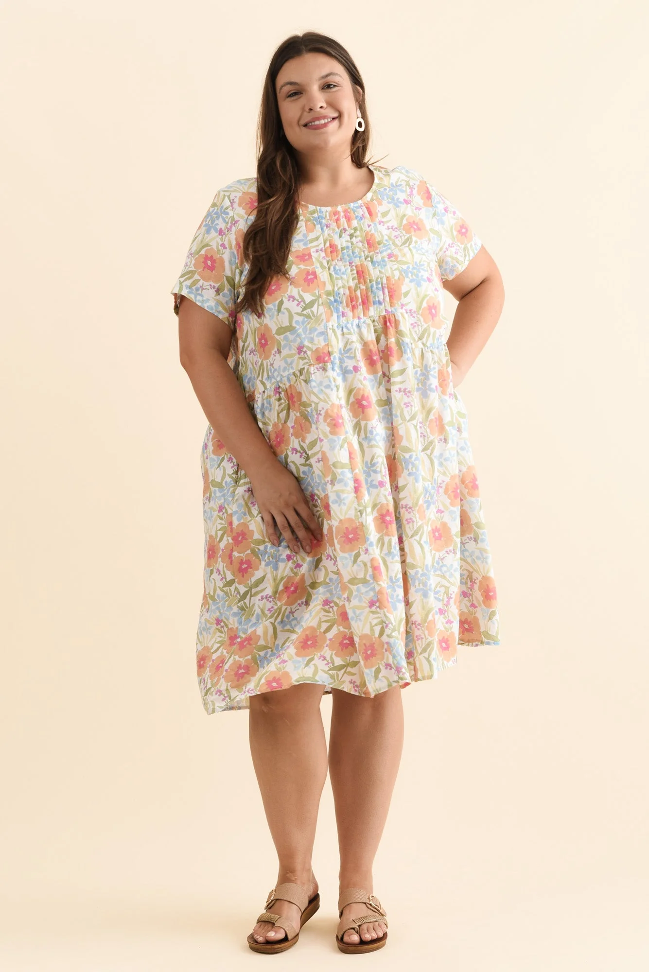 Murano Orange Flower Cotton Dress - Image 8