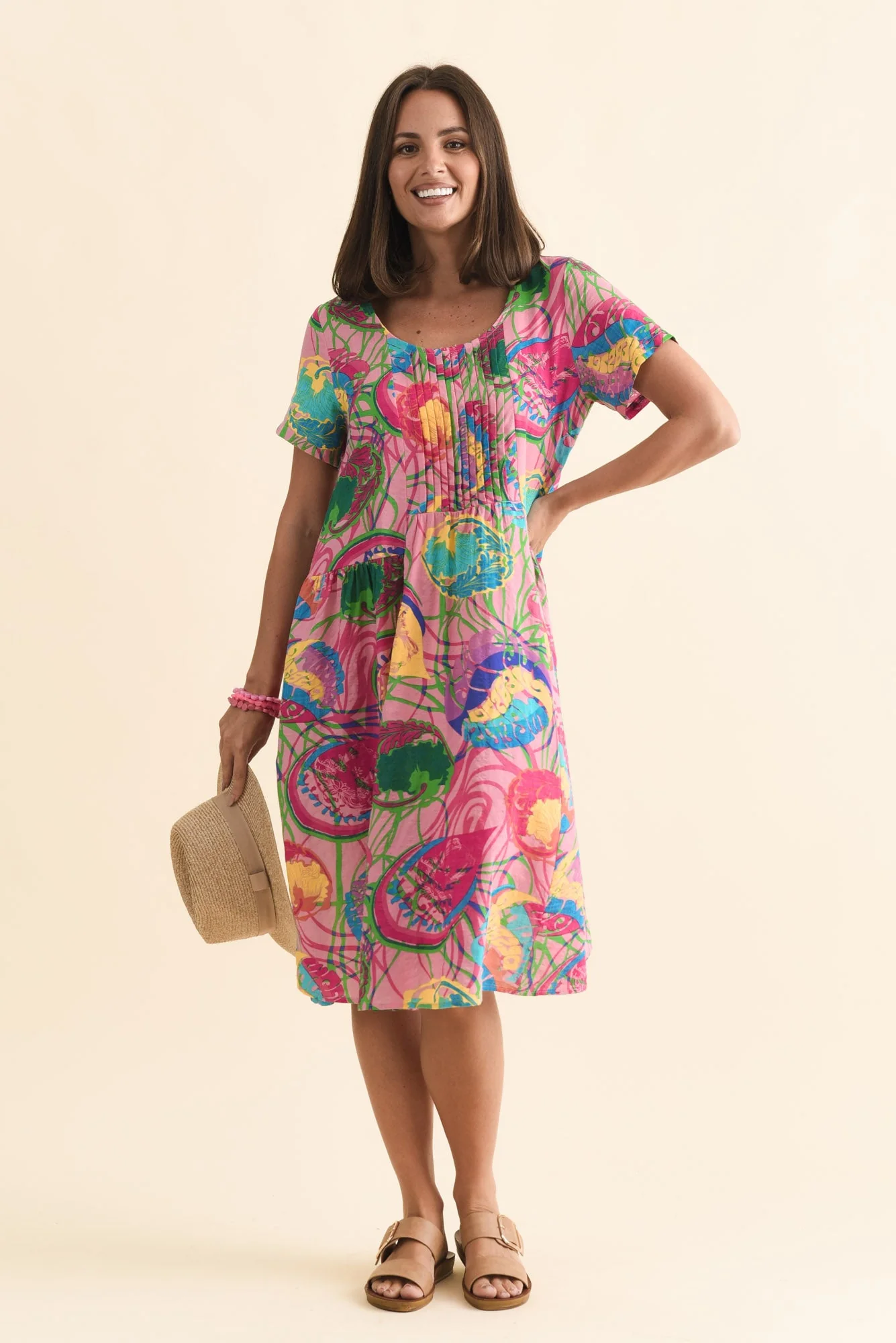 Murano Pink Tropical Cotton Dress - Image 2