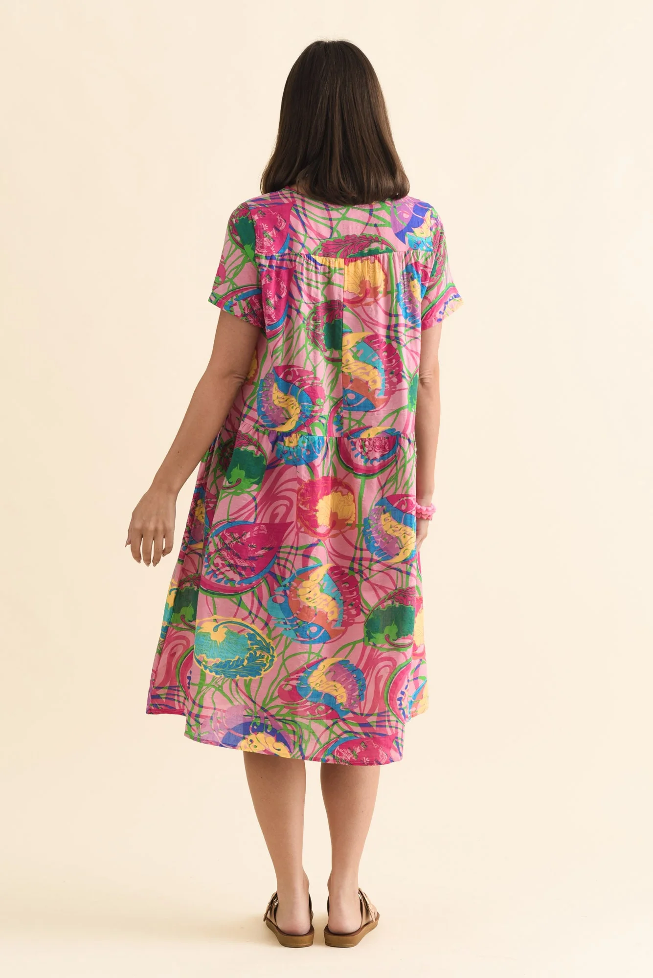 Murano Pink Tropical Cotton Dress - Image 5