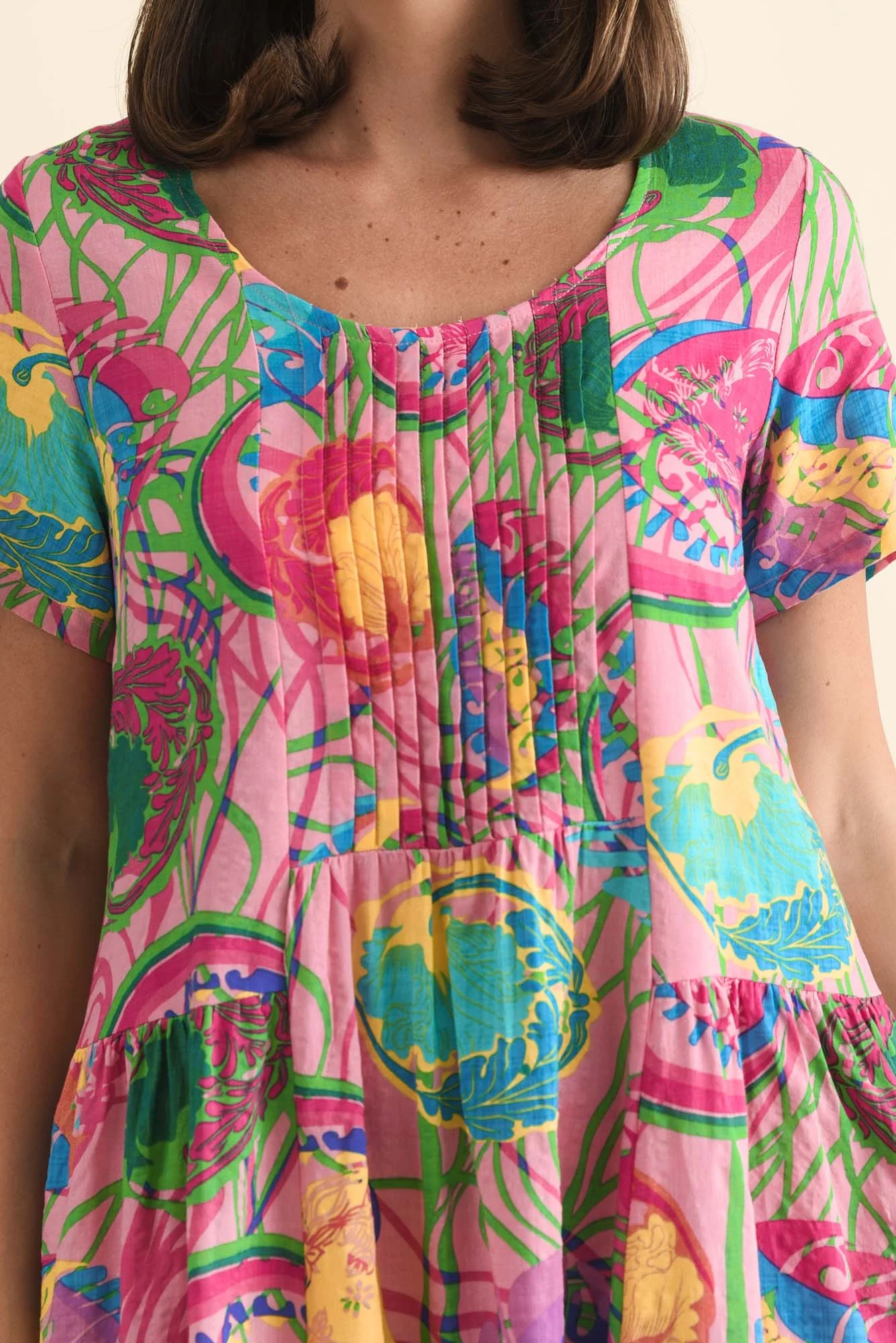 Murano Pink Tropical Cotton Dress - Image 6