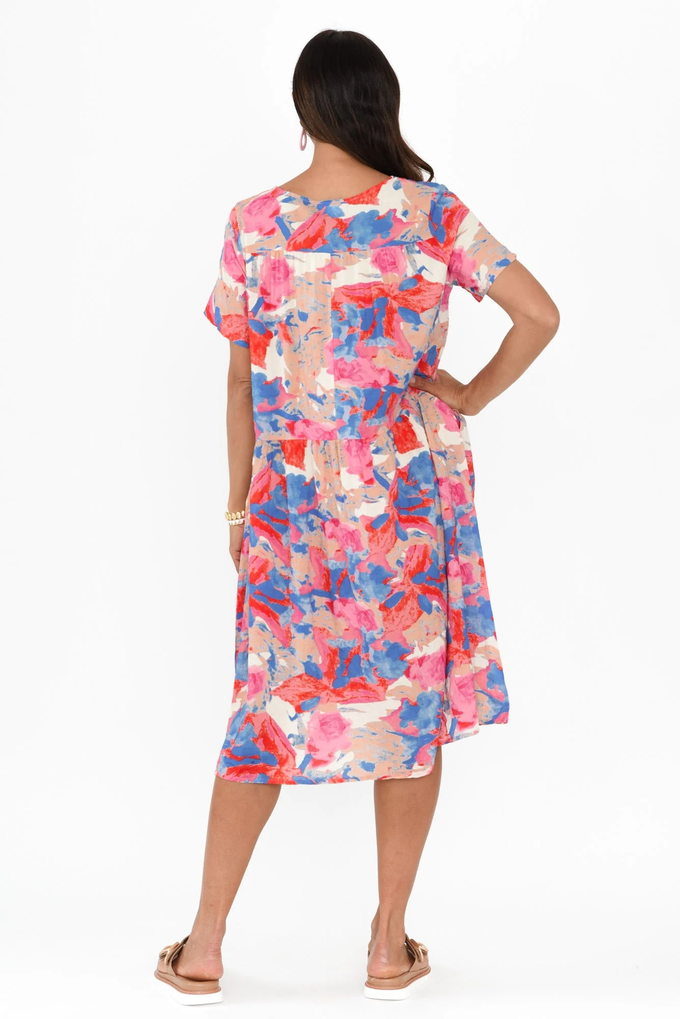 Murano Pink Watercolour Cotton Dress - Image 4